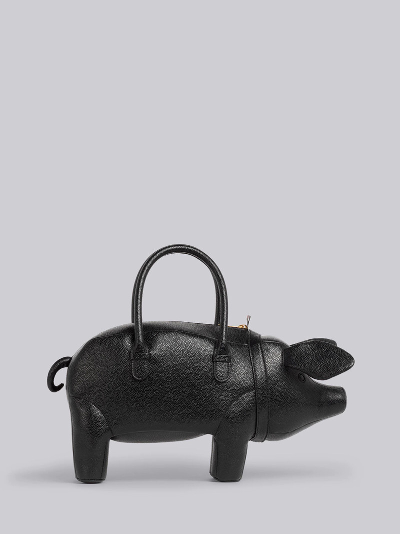 Black Pebbled Calfskin Pig Bag 10