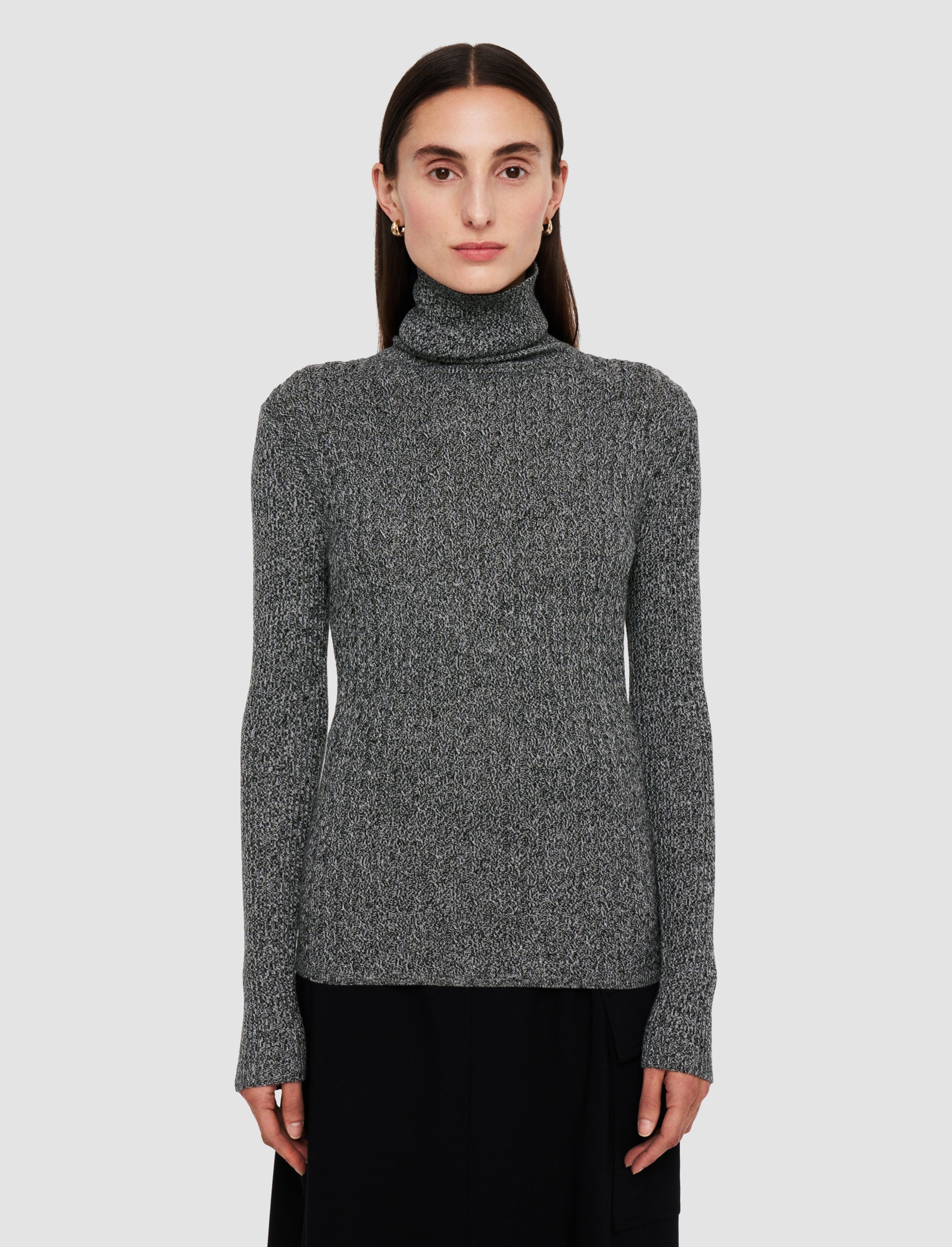 Ribbed Cable Knit High Neck Jumper - 3