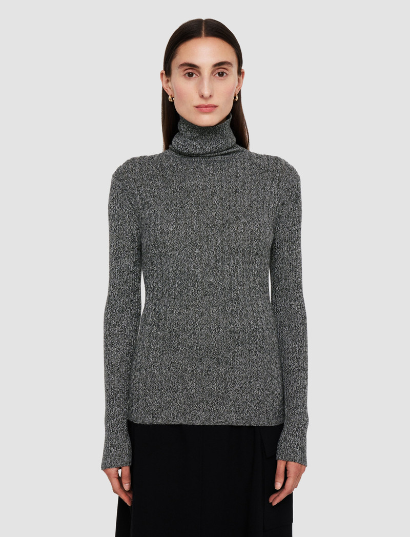 Ribbed Cable Knit High Neck Jumper 3