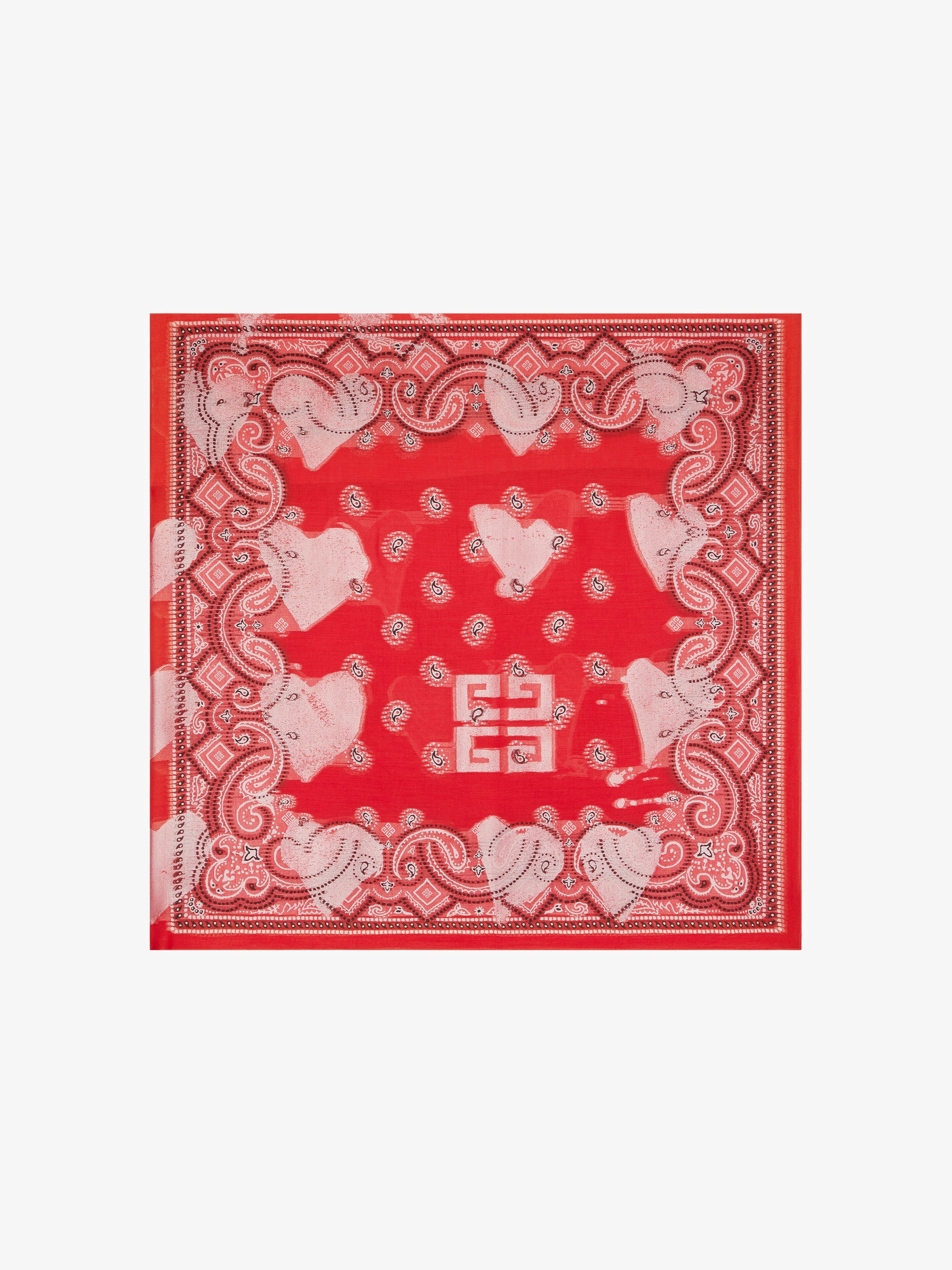 LARGE SCARF IN COTTON WITH STENCIL EFFECT HEART PRINT - 1