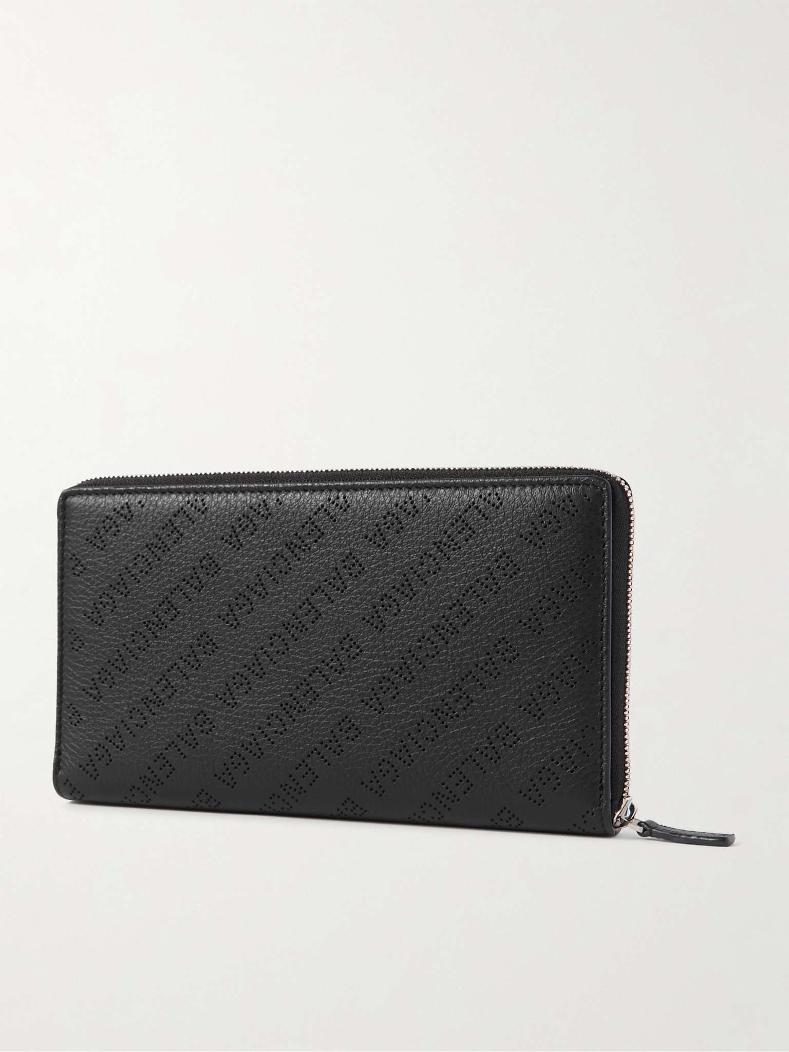 Logo-Perforated Full-Grain Leather Zip-Around Wallet - 3