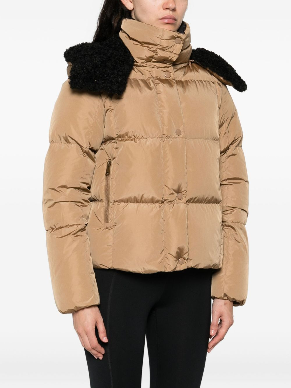 faux-fur collar zip-up coat - 3
