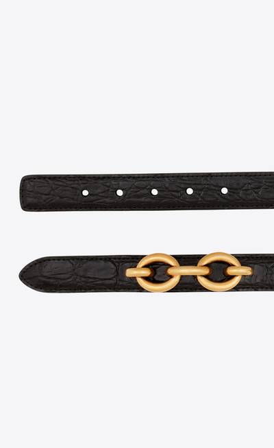 SAINT LAURENT maillon thin belt in crocodile-embossed leather outlook