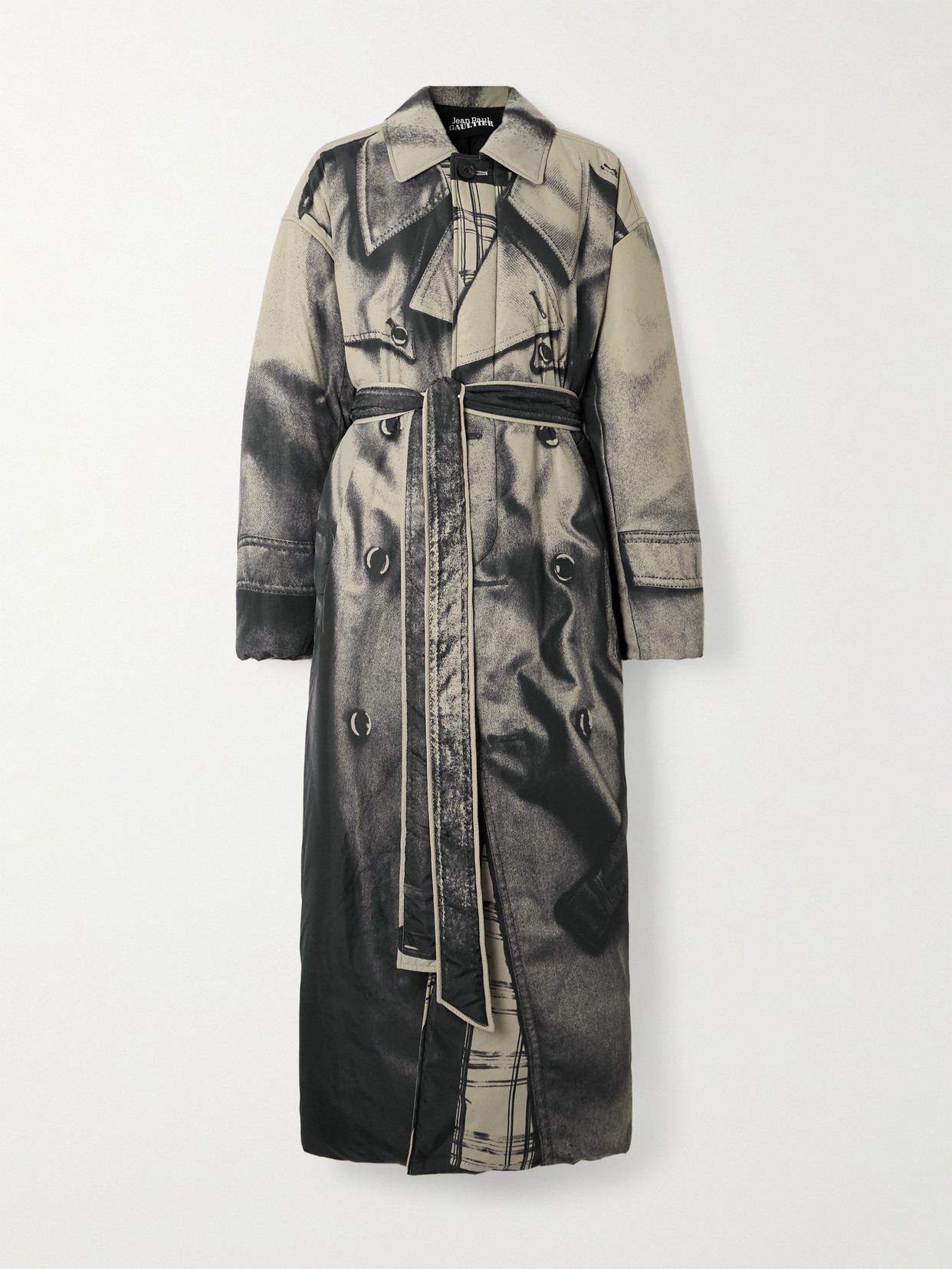 Belted Padded Printed Cotton-gabardine Trench Coat - 1