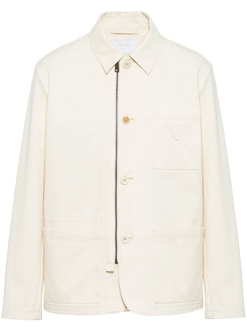 herringbone cotton shirt jacket - 1