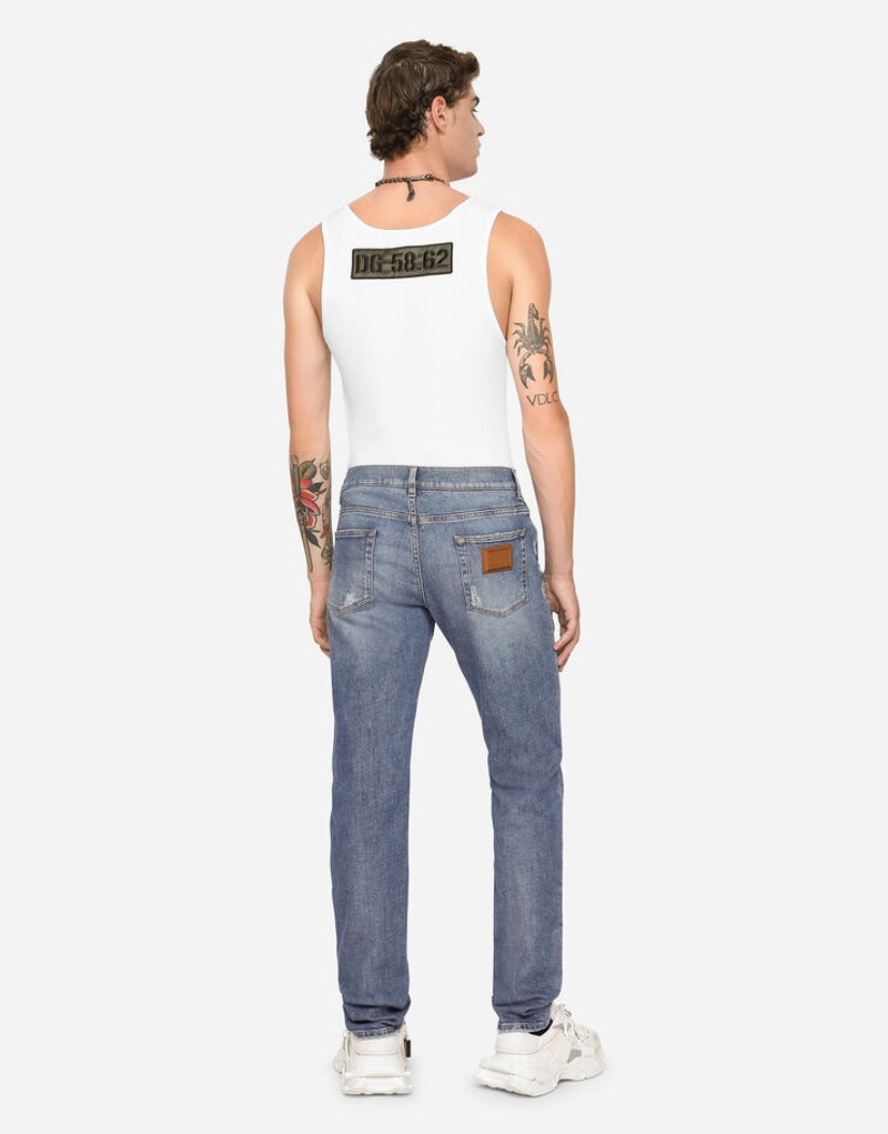 Dolce & Gabbana Light blue skinny stretch jeans with micro-rips outlook