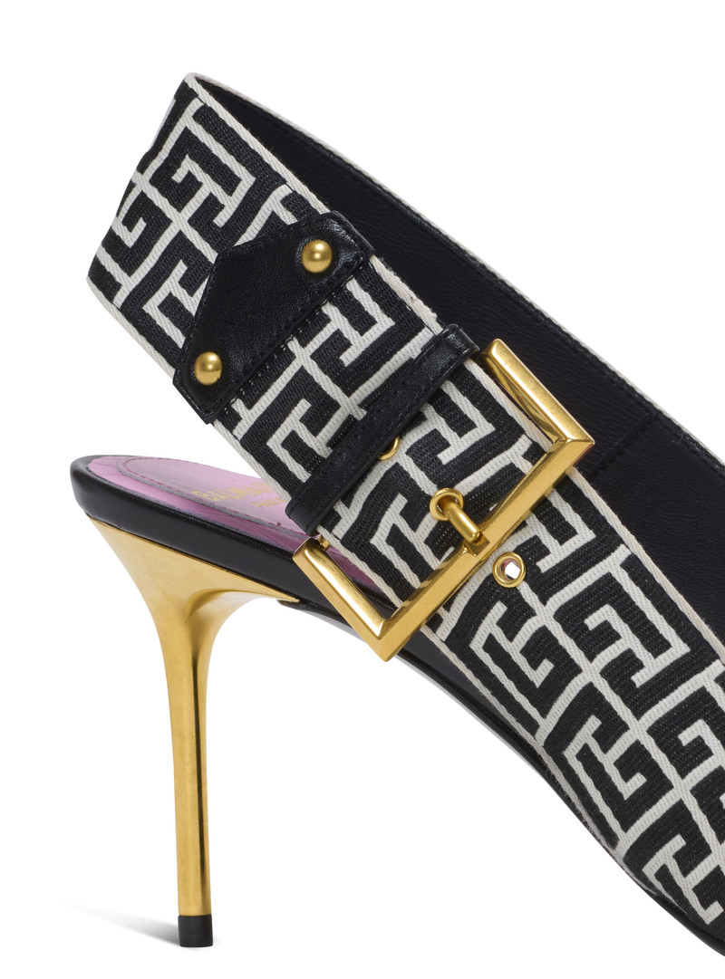 Ruby slingbacks in calfskin and monogrammed 7