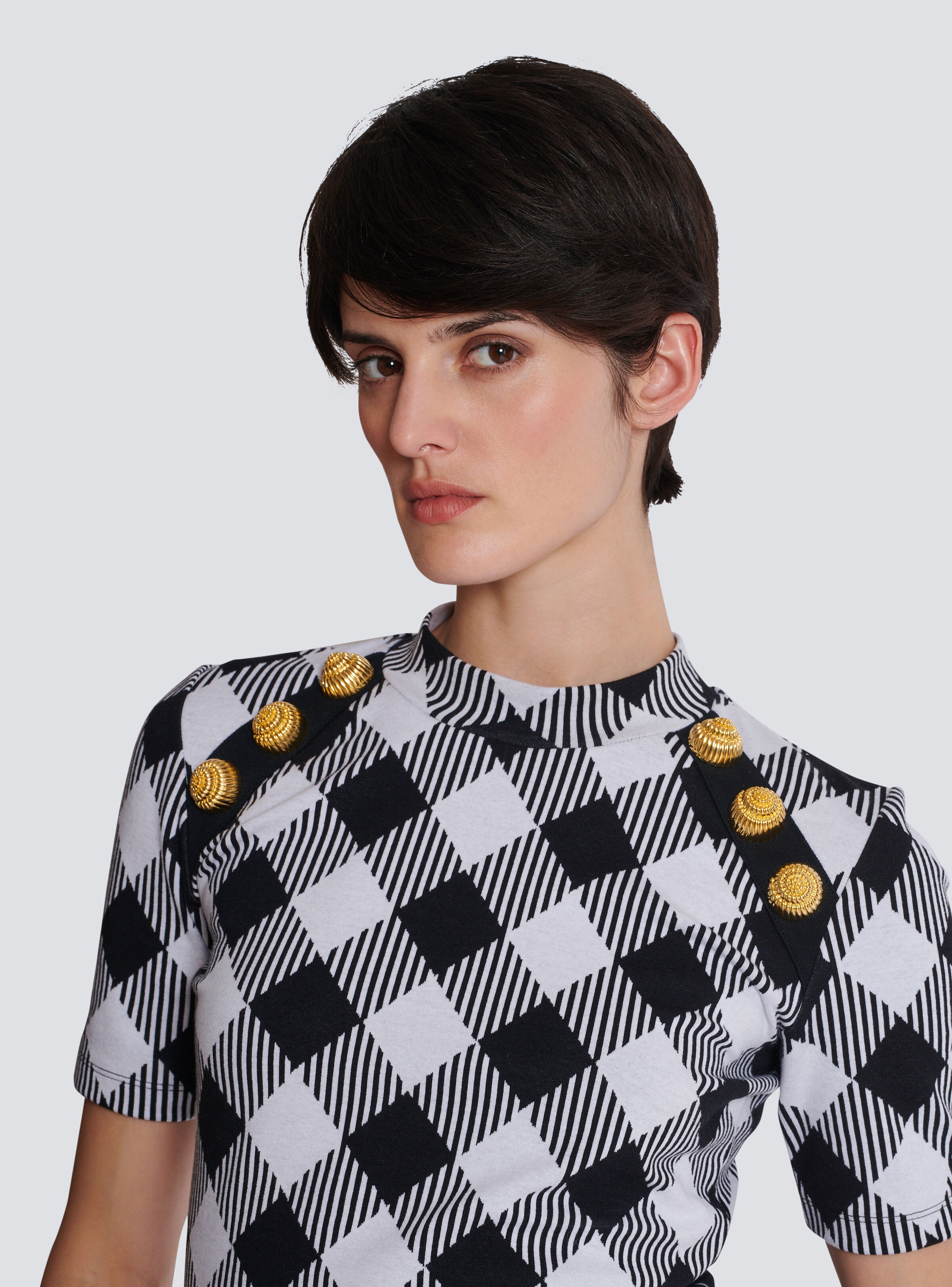 Gingham button T-shirt - 7