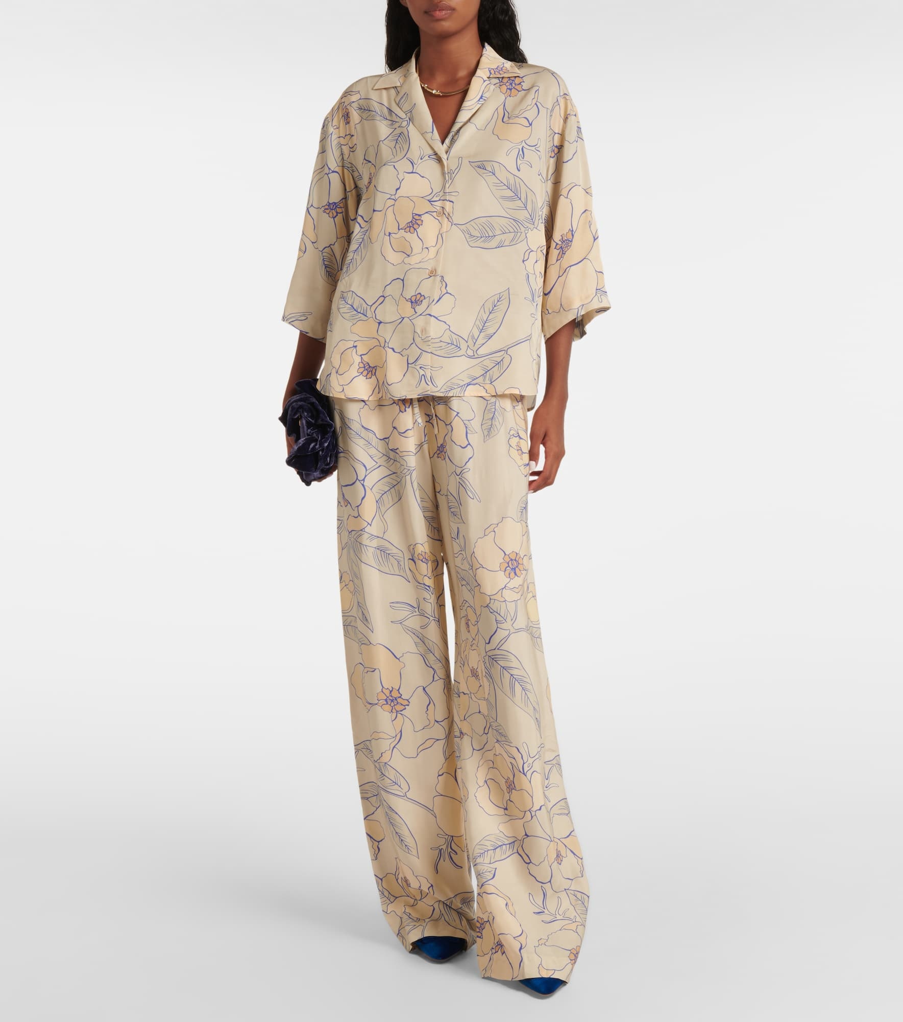 Floral wide-leg pants - 5