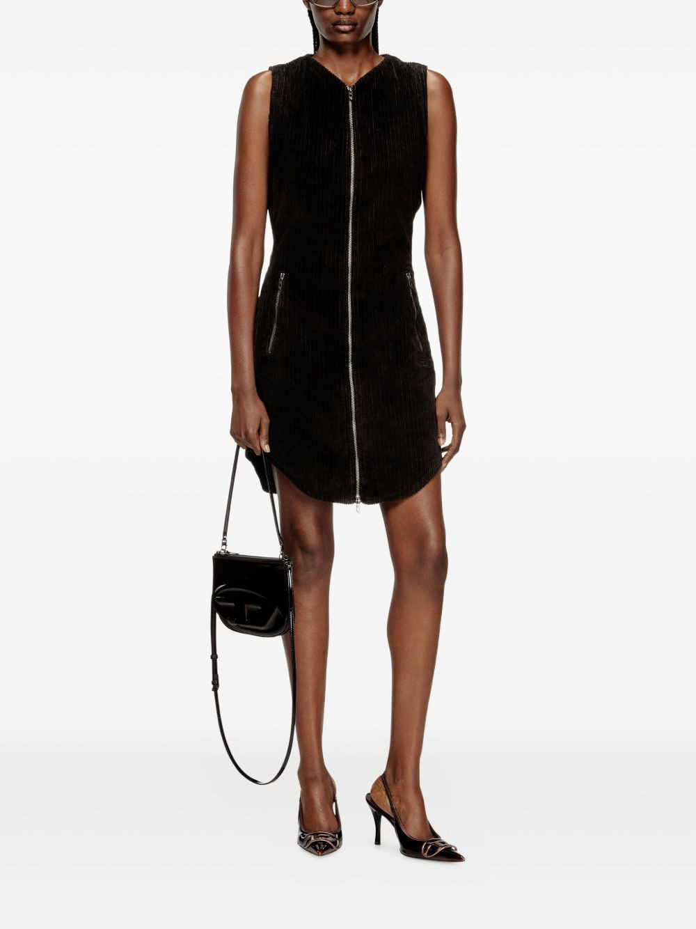 zip-front corduroy mini dress - 2