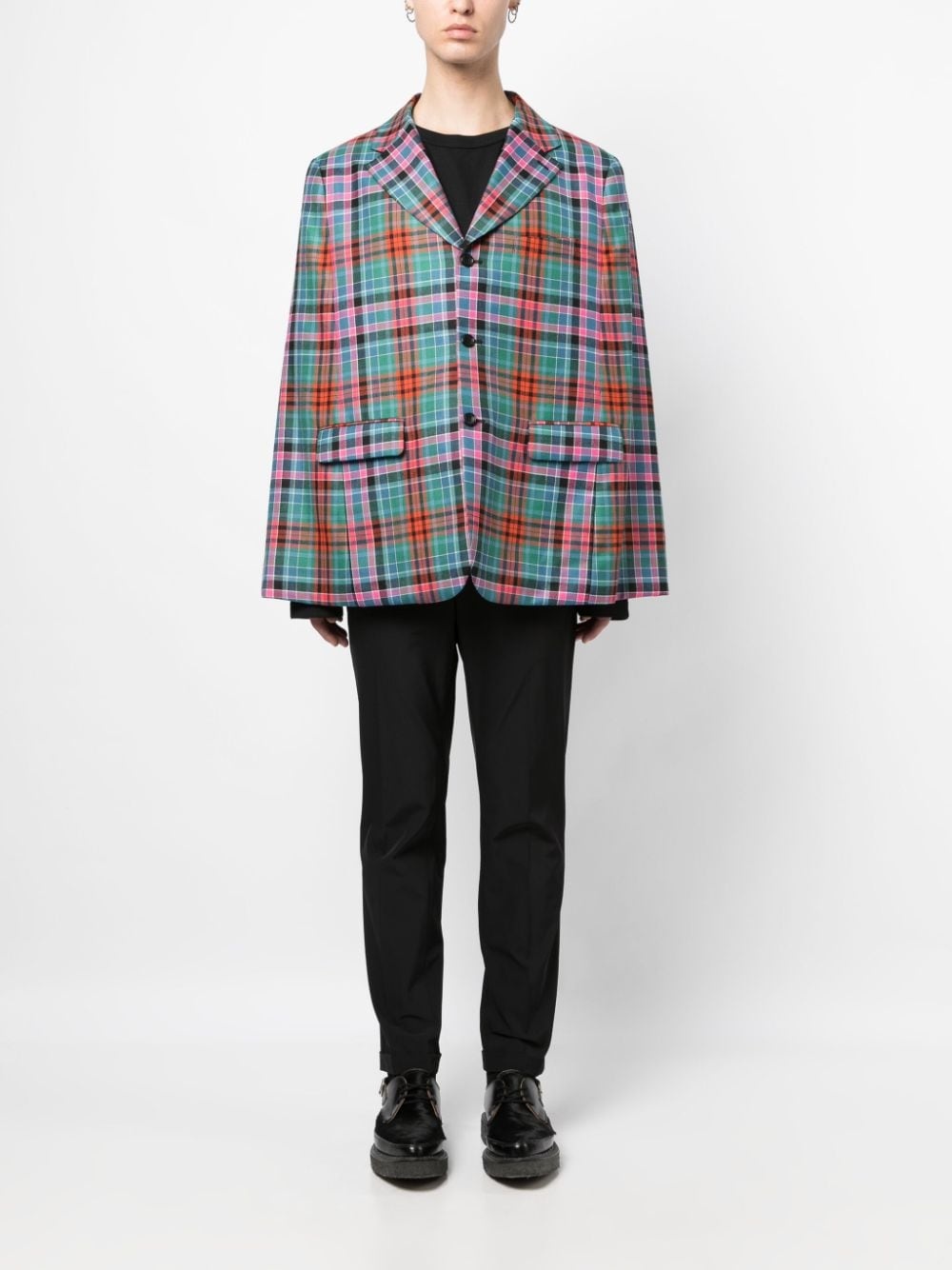 Madras-check wool blazer - 2