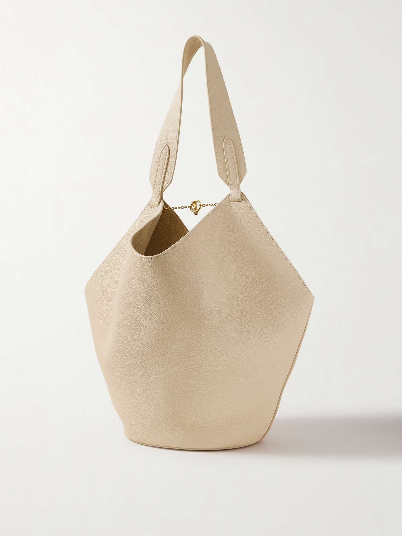 Lotus small textured-leather tote Ivory - 3