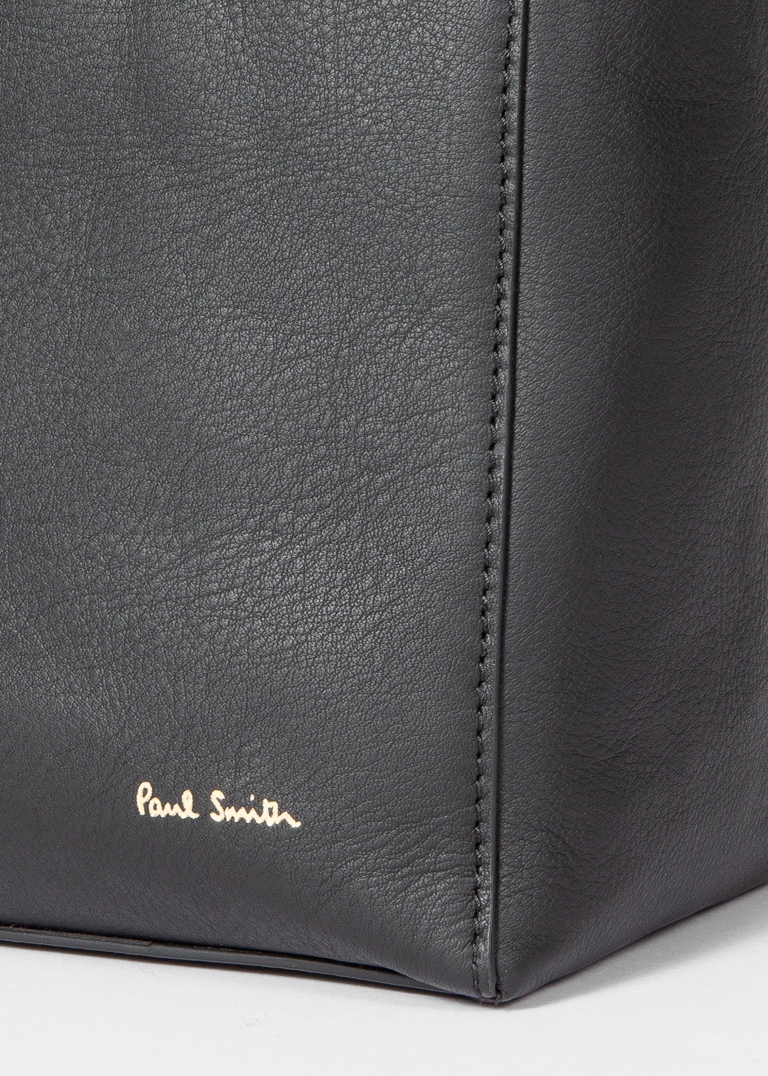 Black Leather 'Signature Stripe' Tote Bag - 3