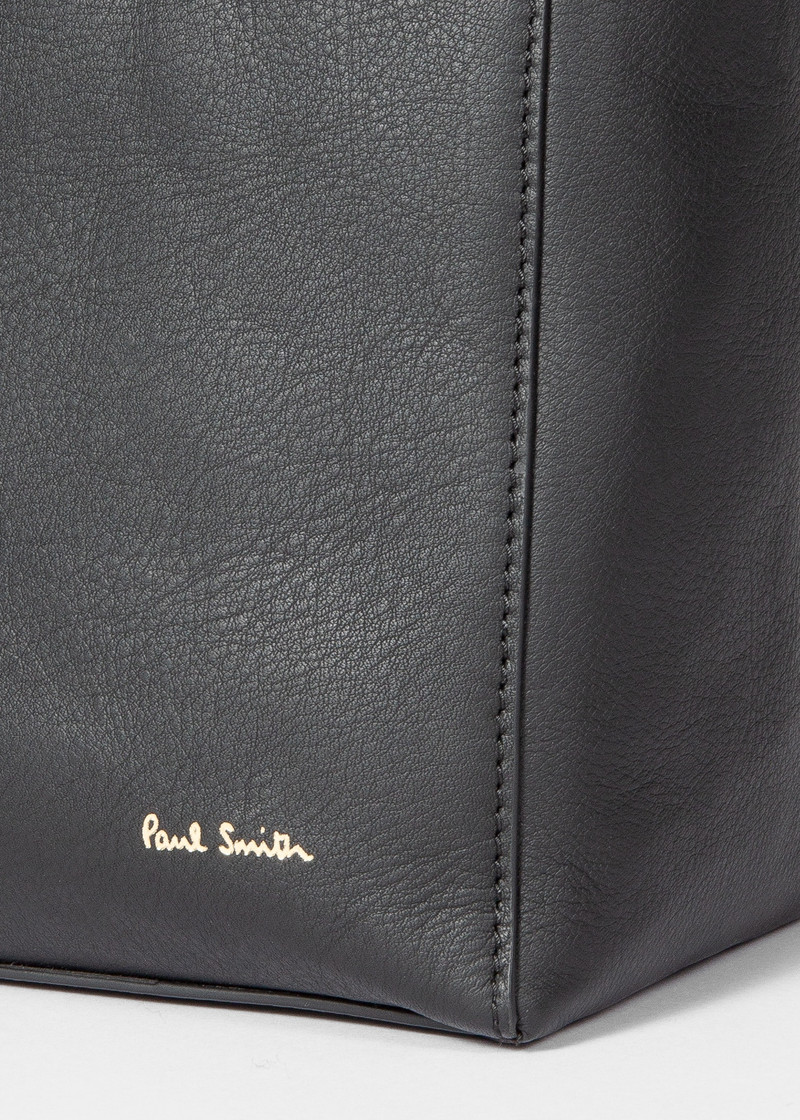 Black Leather 'Signature Stripe' Tote Bag 3