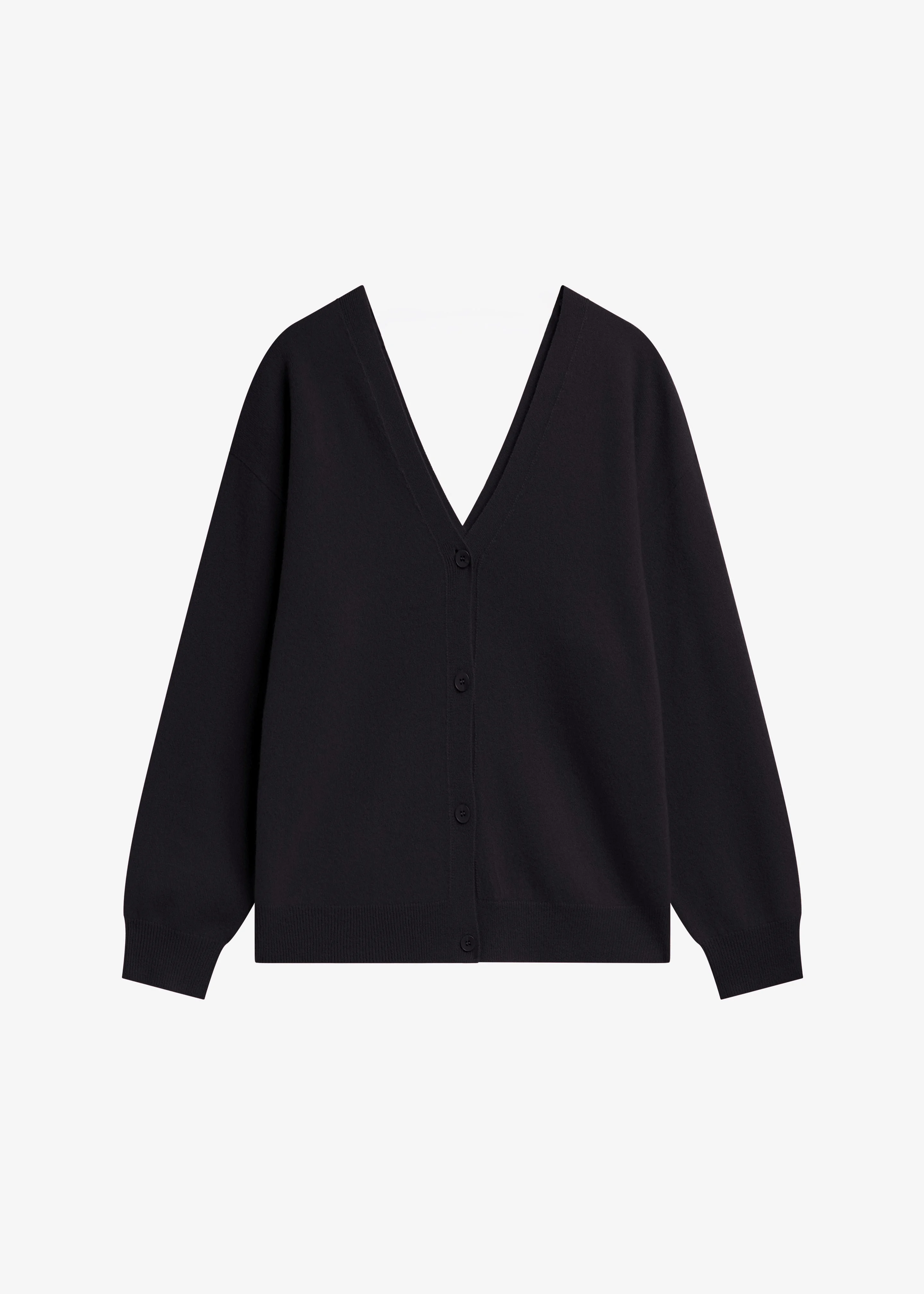 Lachen Double-Sided Wool Cardigan - Black - 1