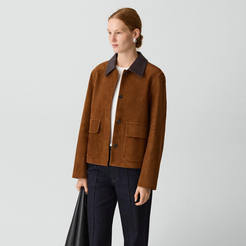 Boxy Patch Pocket Jacket in Suede 3