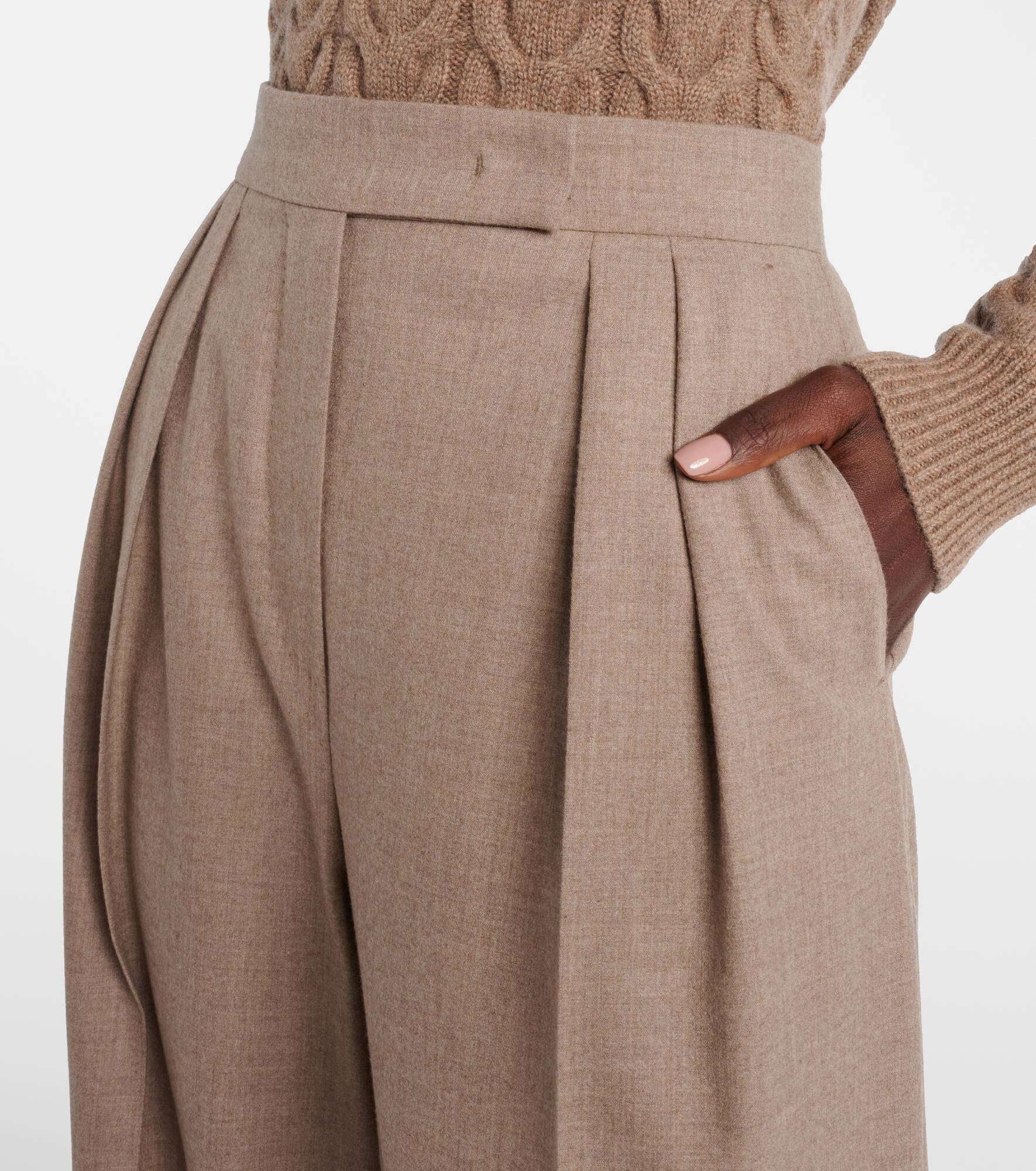 Cashmere-blend wide-leg pants - 4