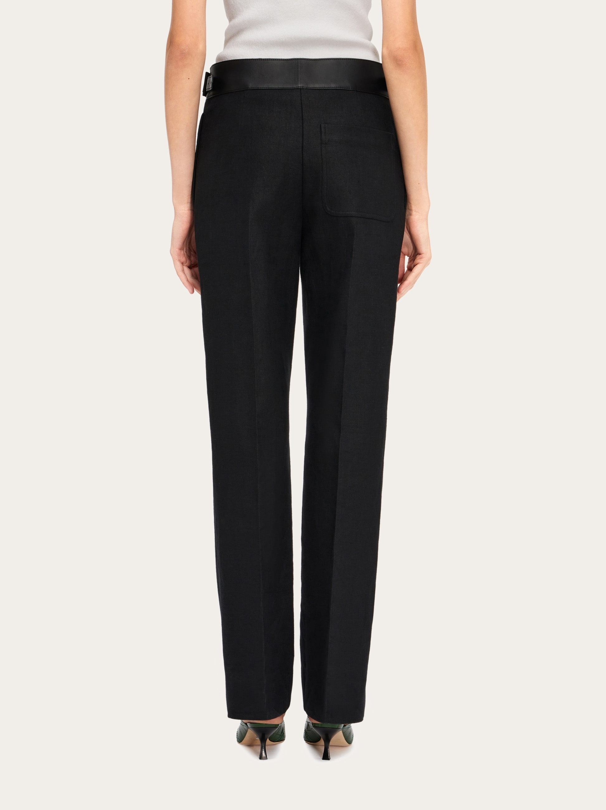 Linen trouser with eco-leather belt - 4