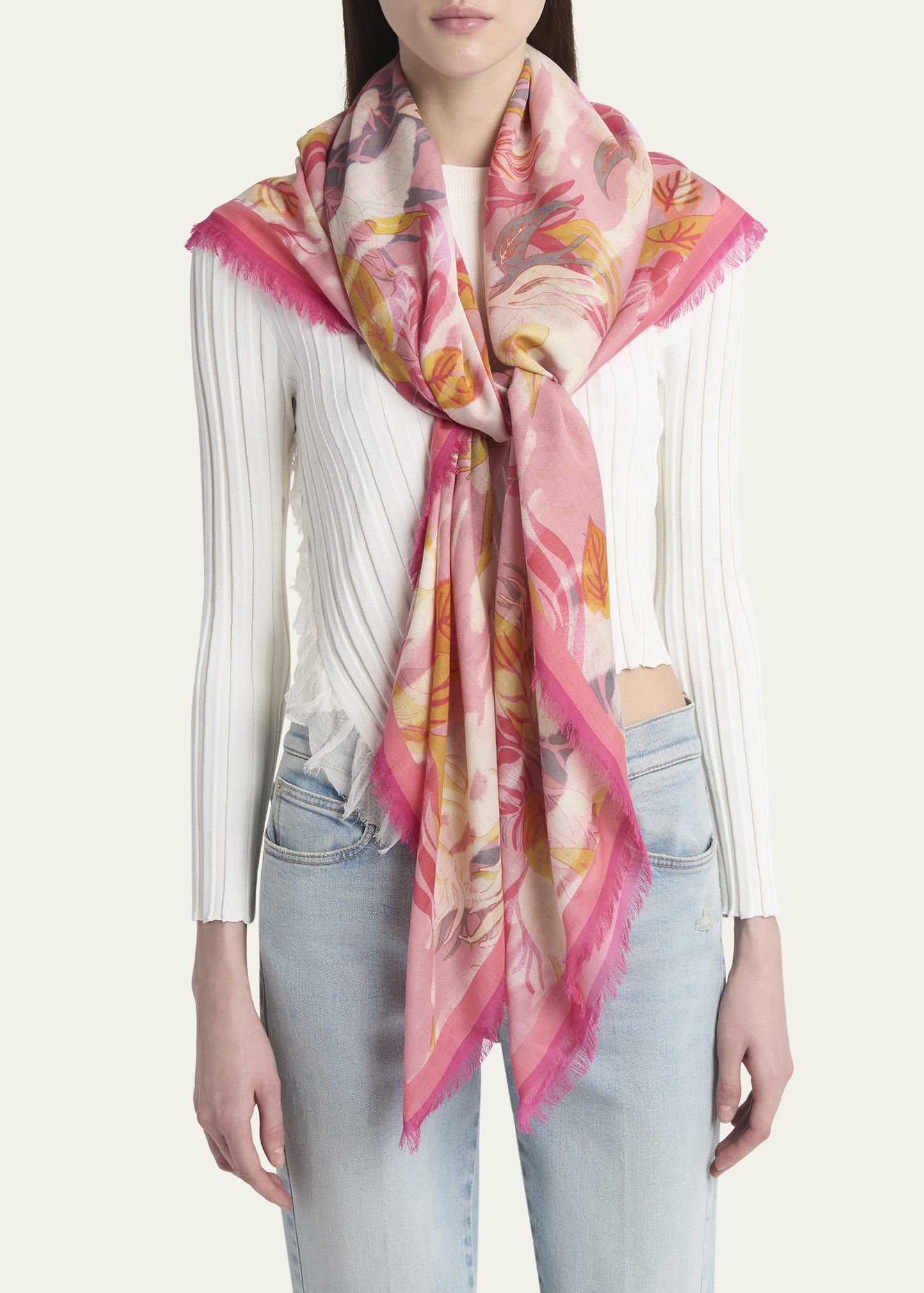 Hawaiin-Inspired Floral-Print Silk Scarf - 3