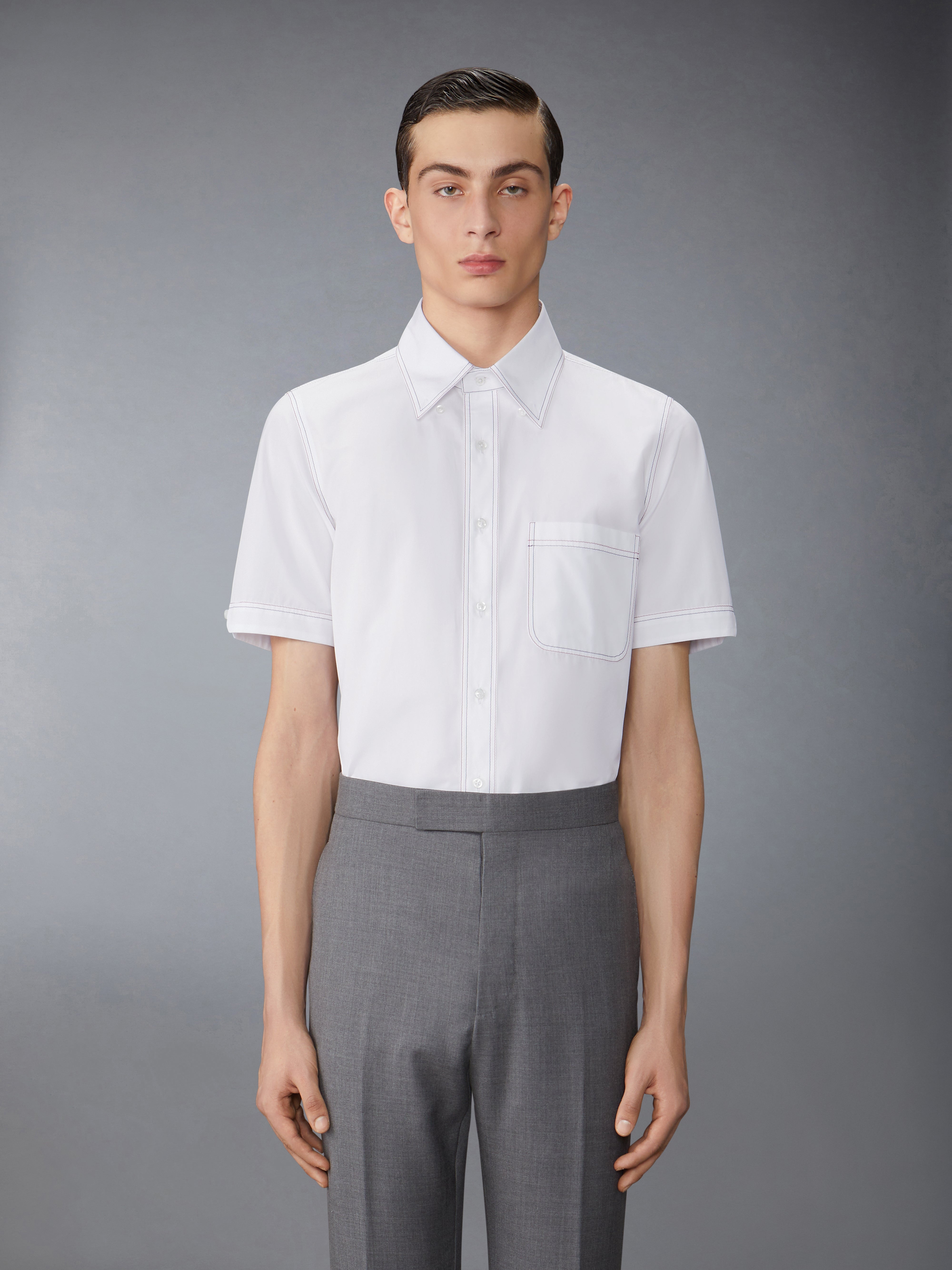 decorative-stitch cotton shirt - 2
