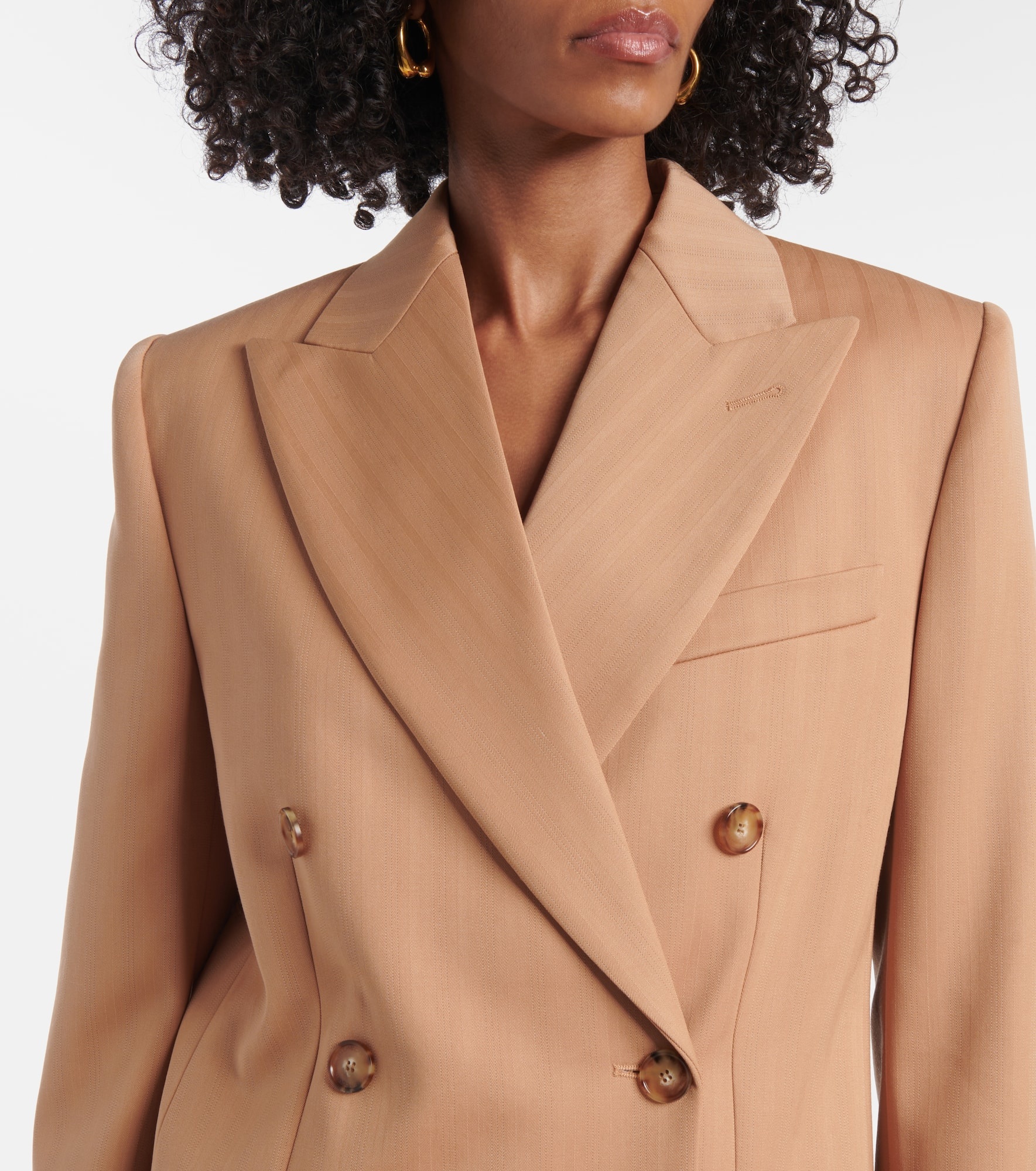 Striped double-breasted wool blazer - 4