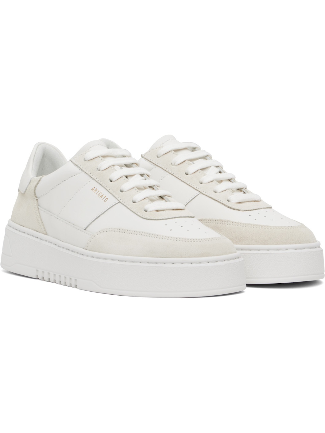 White & Beige Orbit Vintage Sneakers - 4