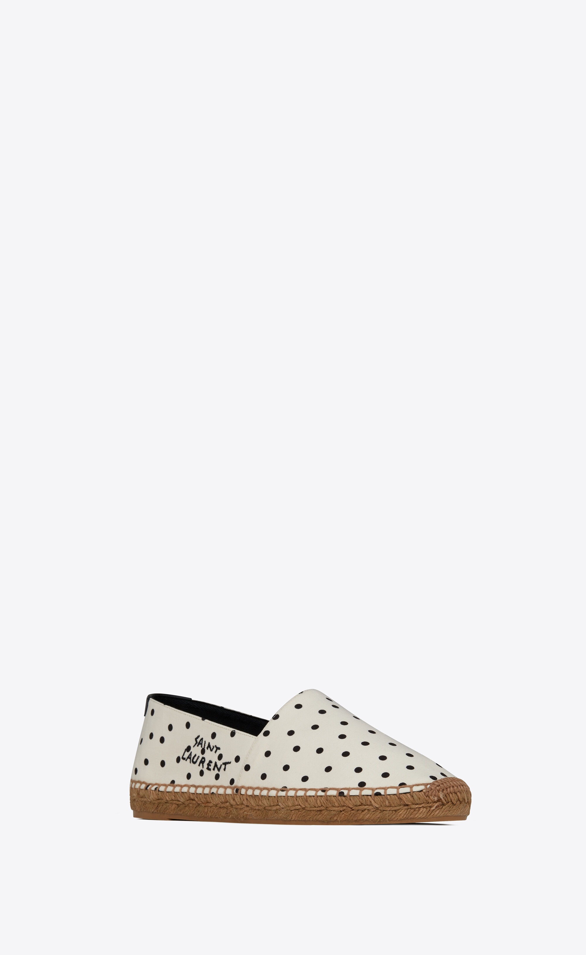 saint laurent embroidered espadrilles in dotted canvas and leather - 3