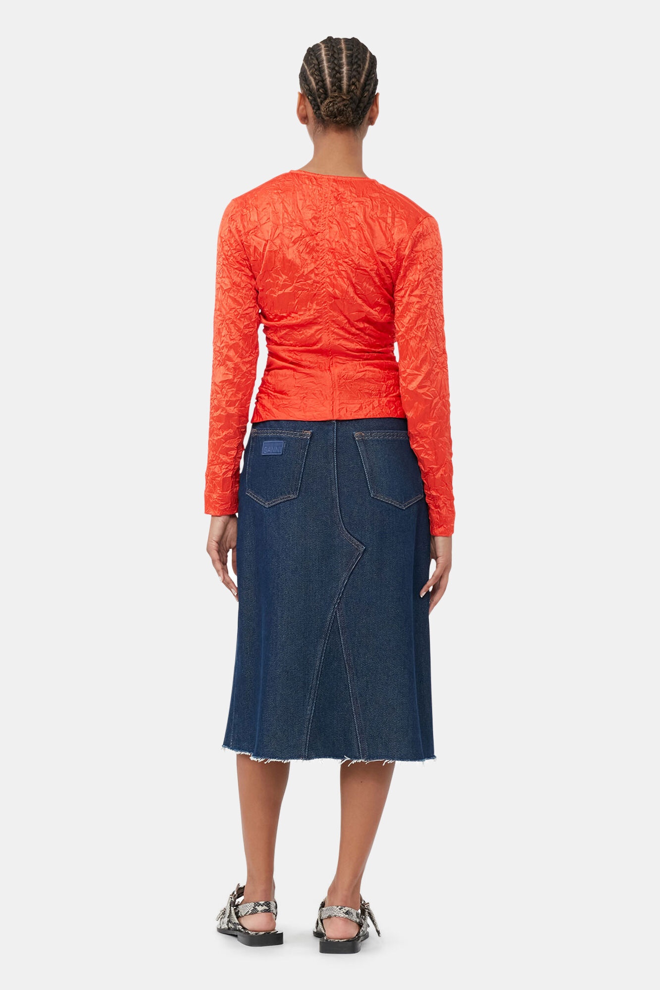 HEAVY DENIM MIDI SKIRT - 4