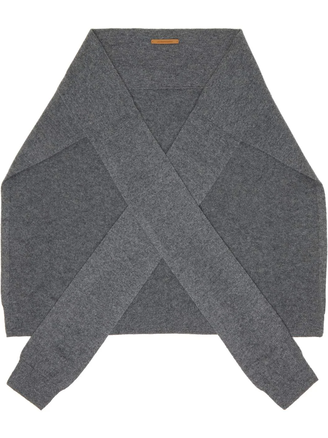 Gray Pure Cashmere Knit Muffler Scarf - 1