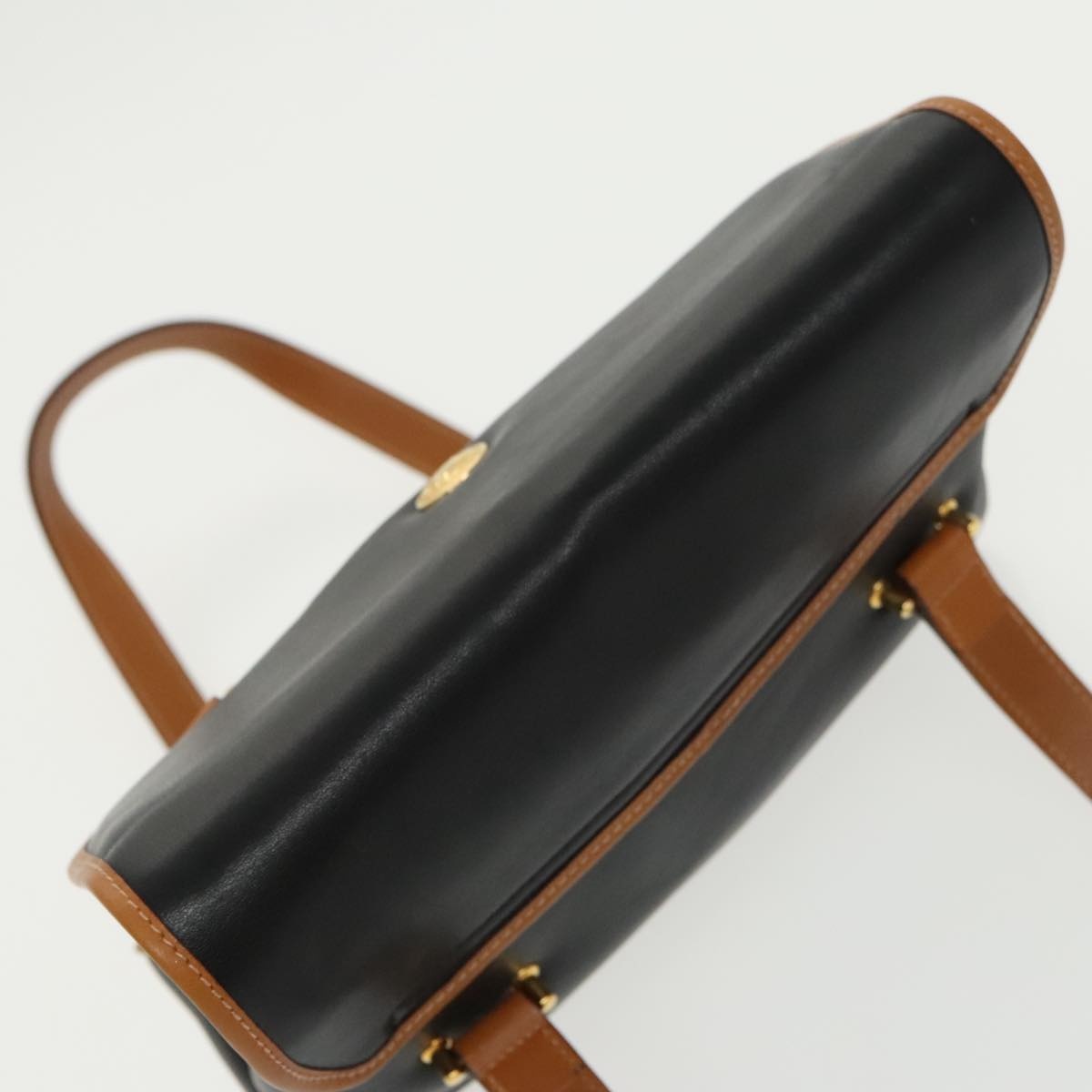 CELINE Hand Bag Leather Black Gold - 6