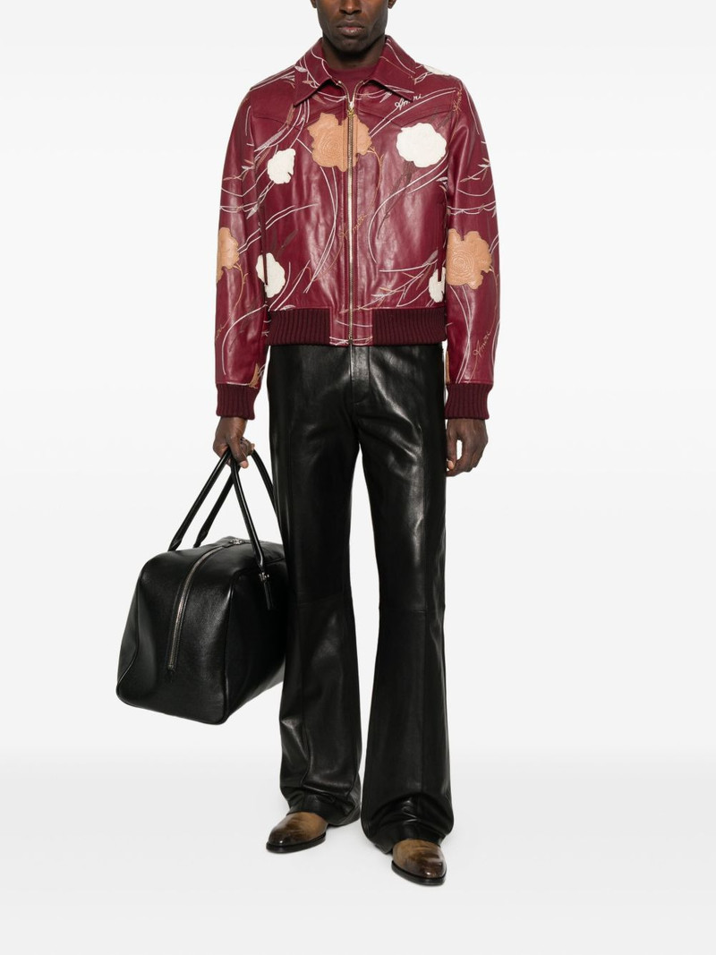 AMIRI floral-embroidered leather jacket outlook