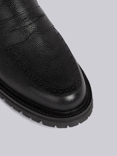 Thom Browne Black Pebble Grain Leather Rubber Commando Sole Classic Penny Loafer outlook