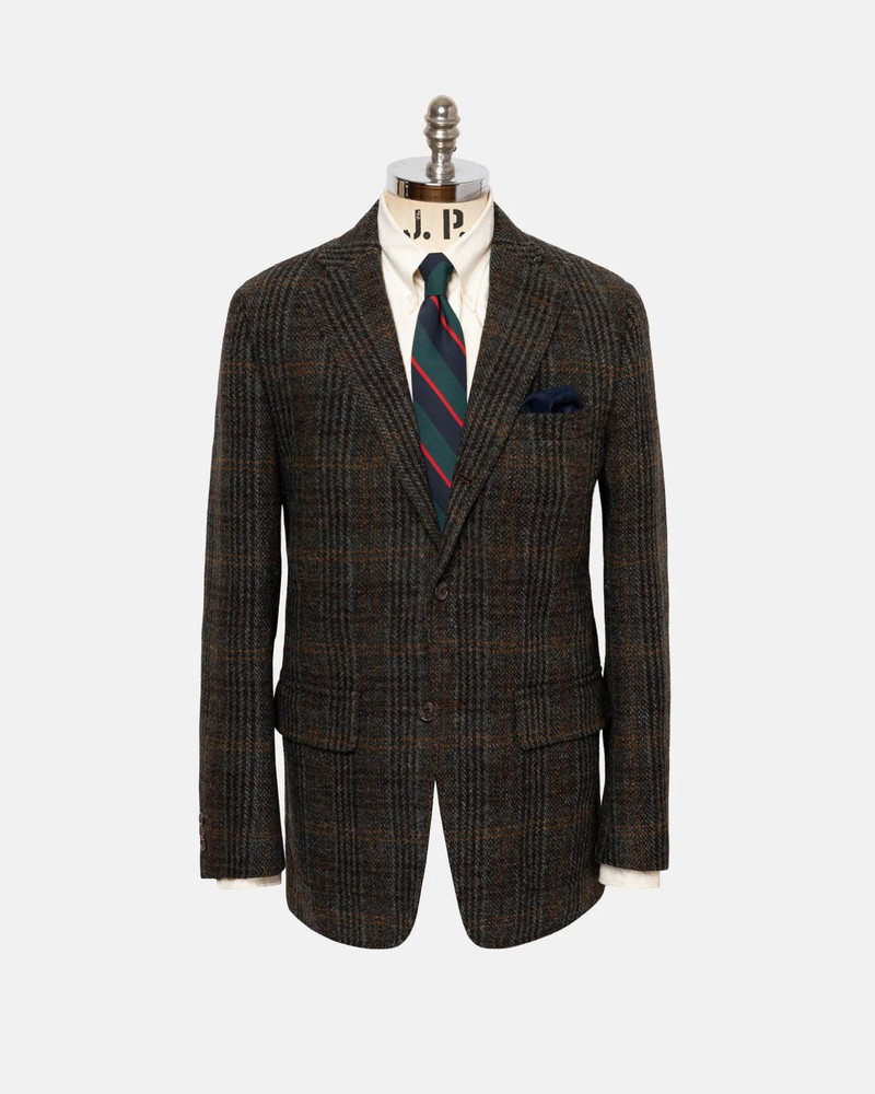 MADE-IN-USA OLIVE PLAID HARRIS TWEED SPORT COAT 1