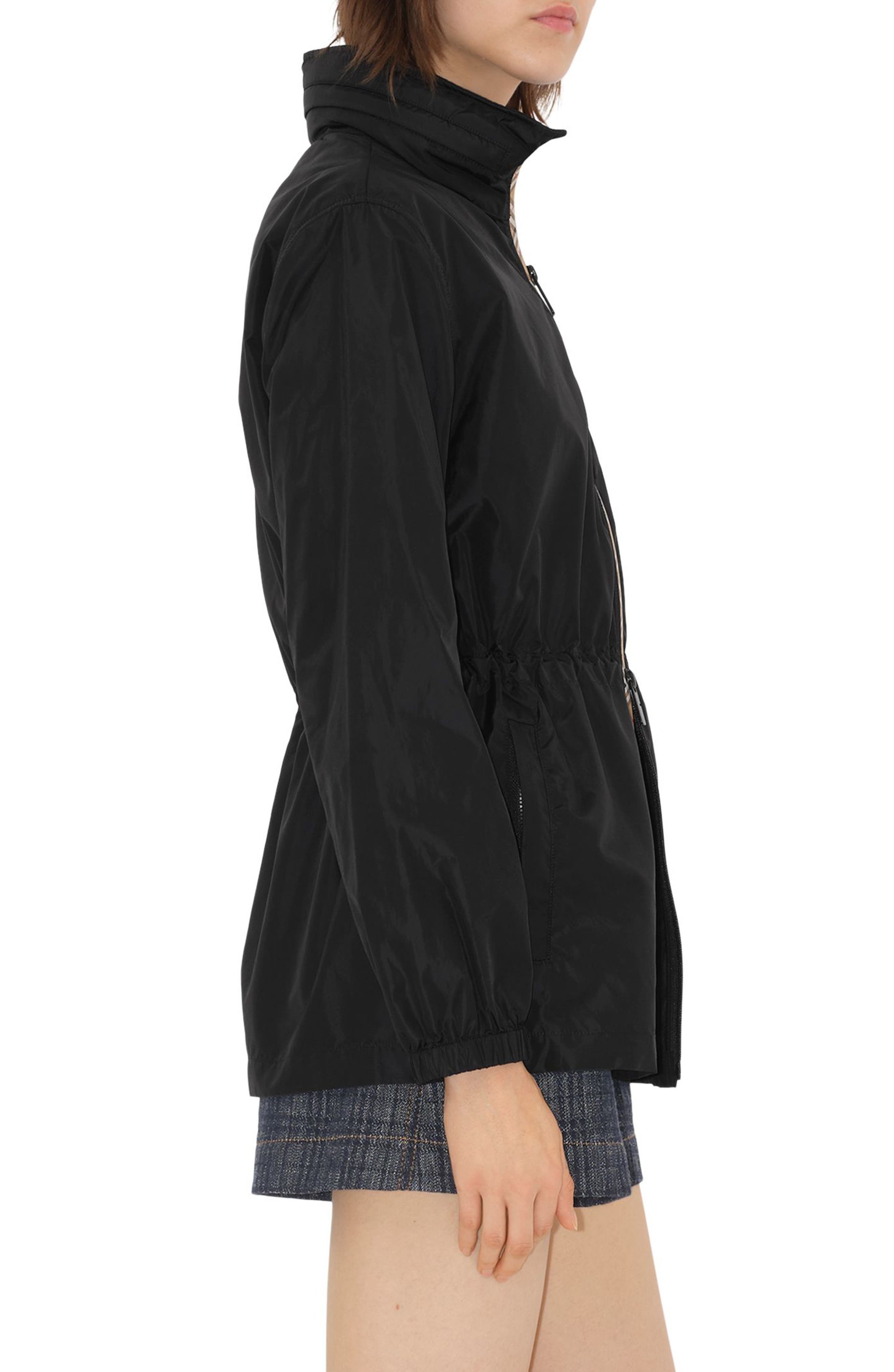 burberry Check Trim Nylon Parka in Black at Nordstrom - 3