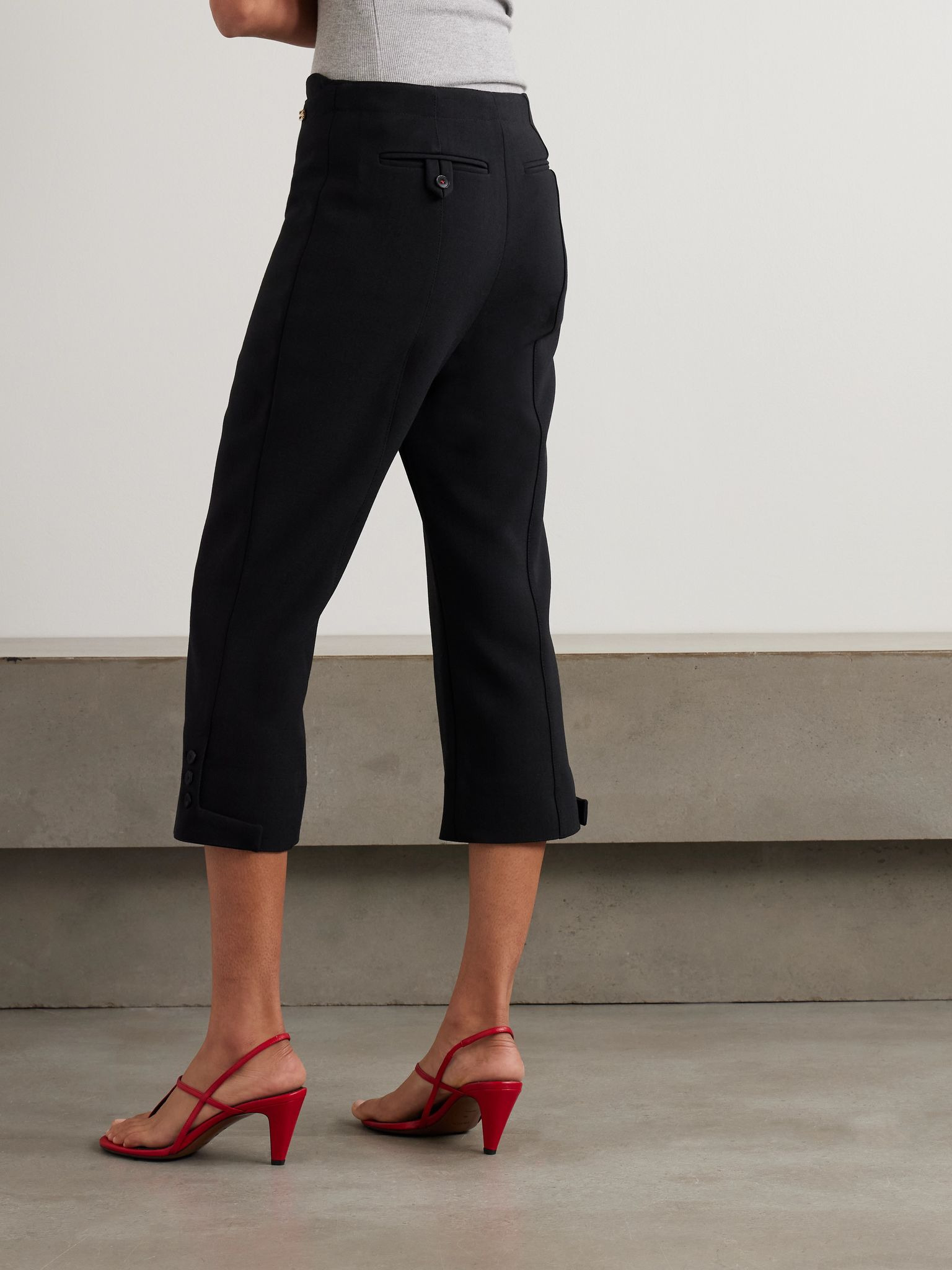 Cropped crepe flared pants Black - 4