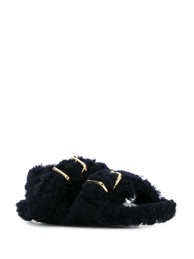 Marni buckled shearling sandals outlook