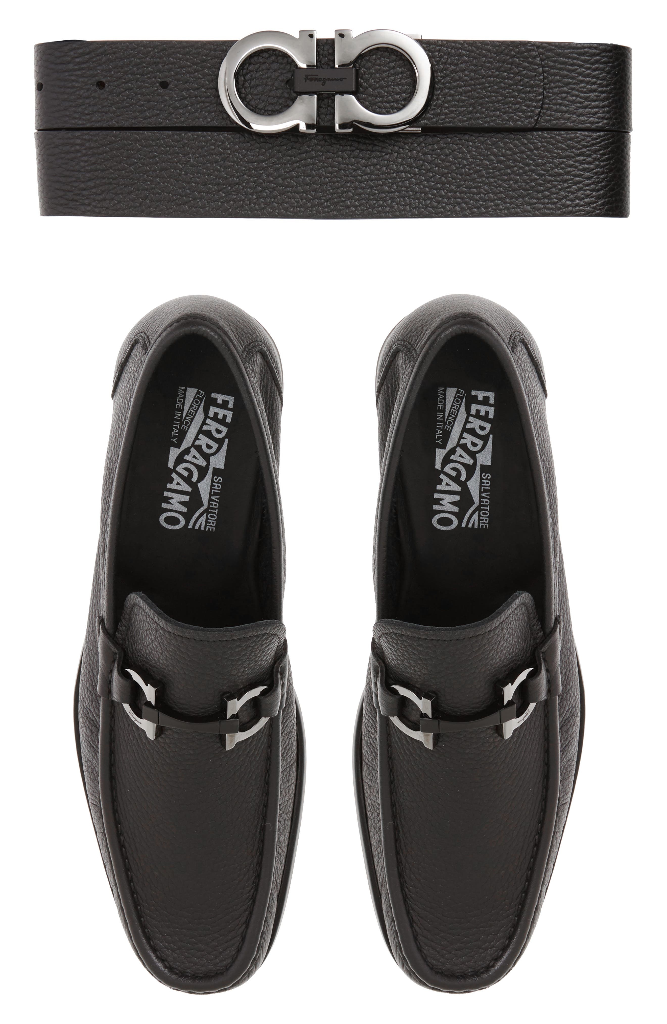 FERRAGAMO Reversible Double Gancio Belt in Black/Hickory at Nordstrom - 2