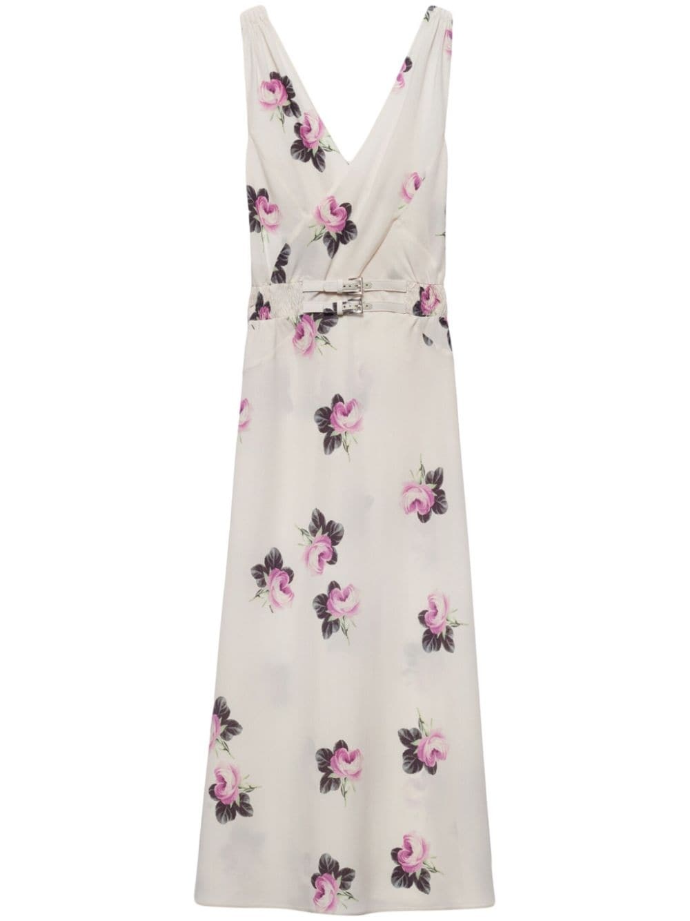 floral-print sablÃ© midi dress - 1