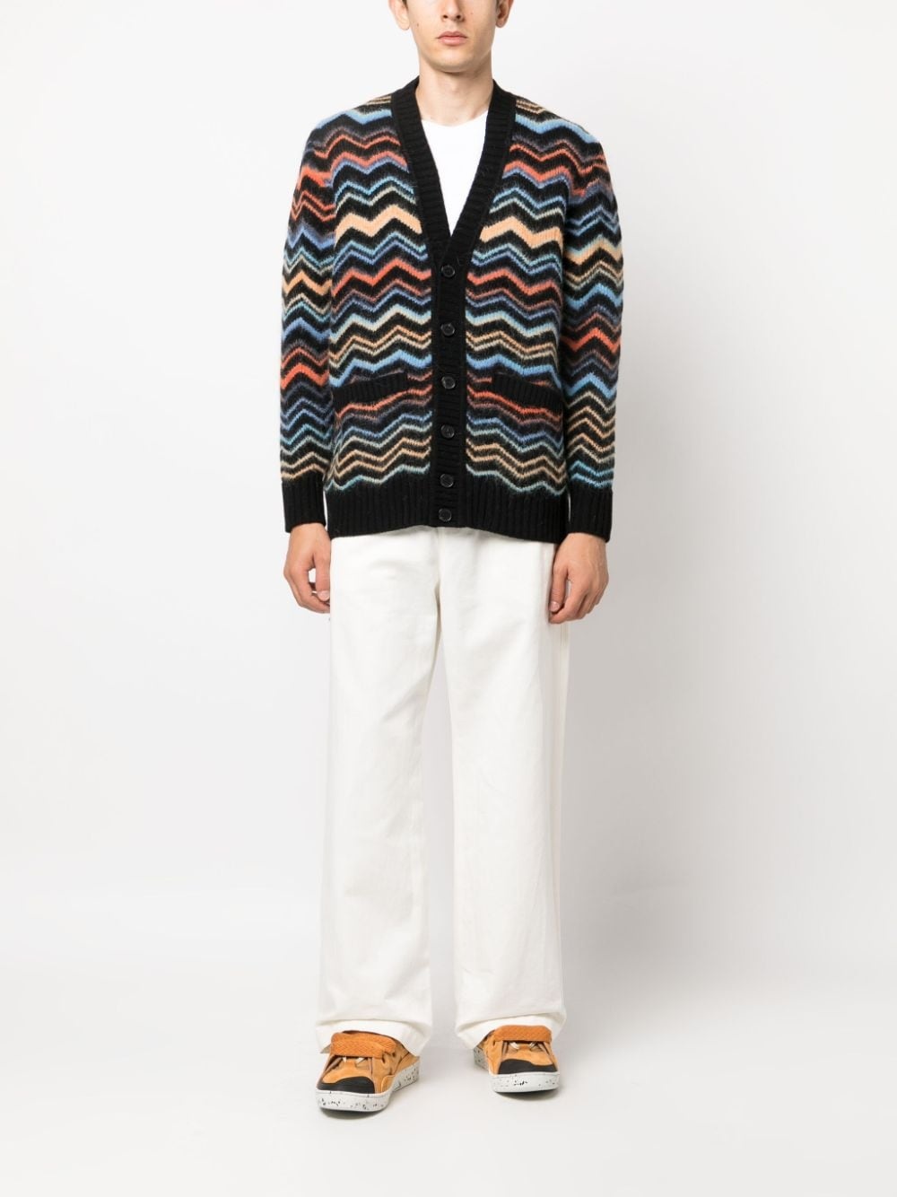 zigzag-woven ribbed cardigan - 2