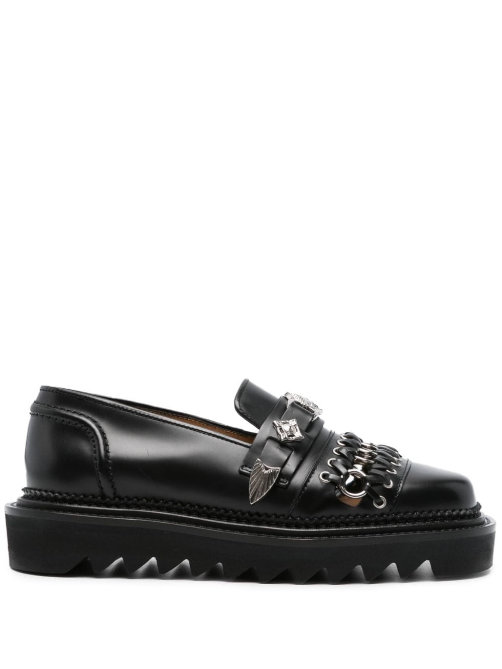 ring-detail leather loafers - 1