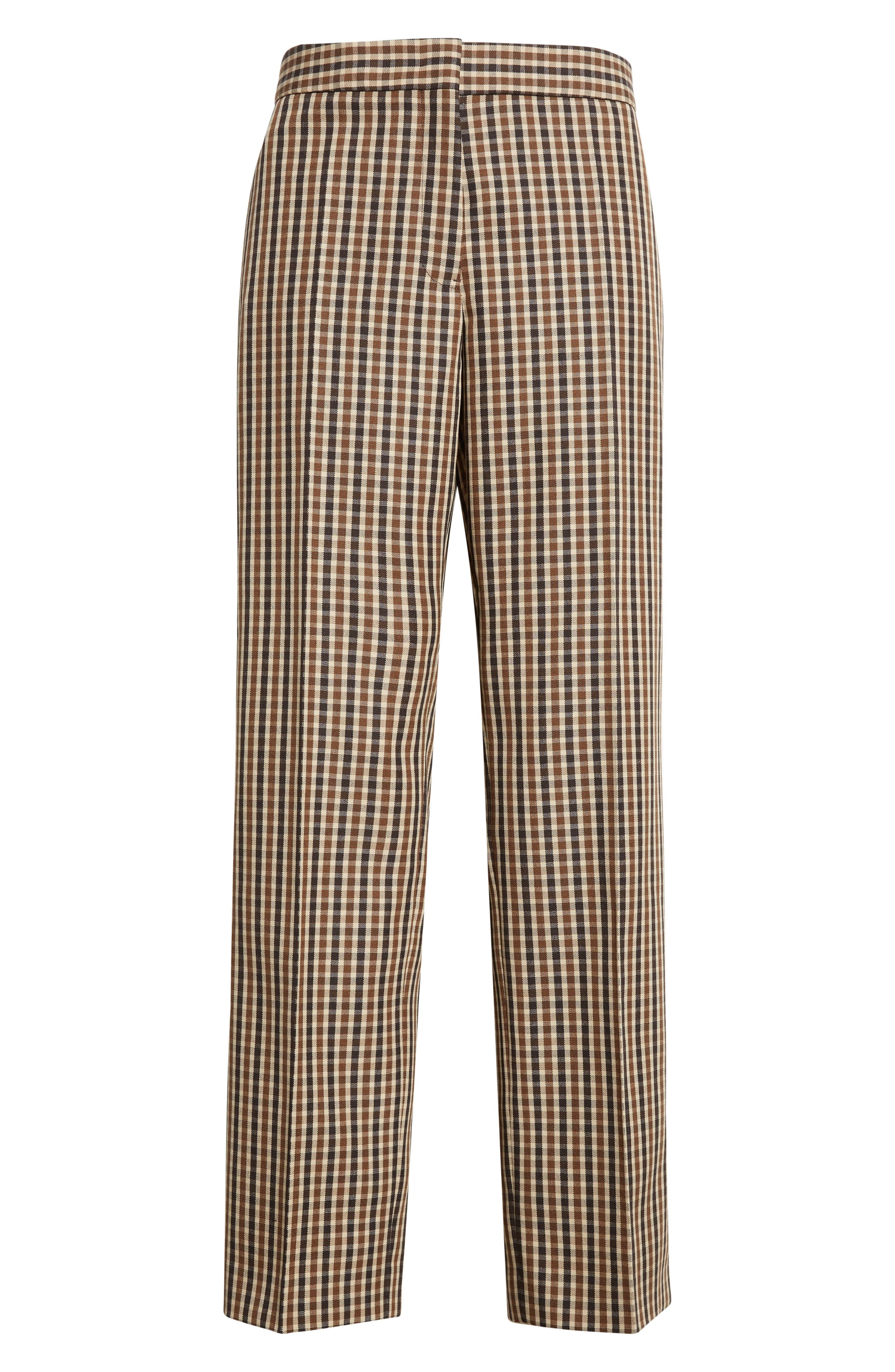 Jil Sander Check Tailored Virgin Wool Pants in Brown Combo at Nordstrom - 6
