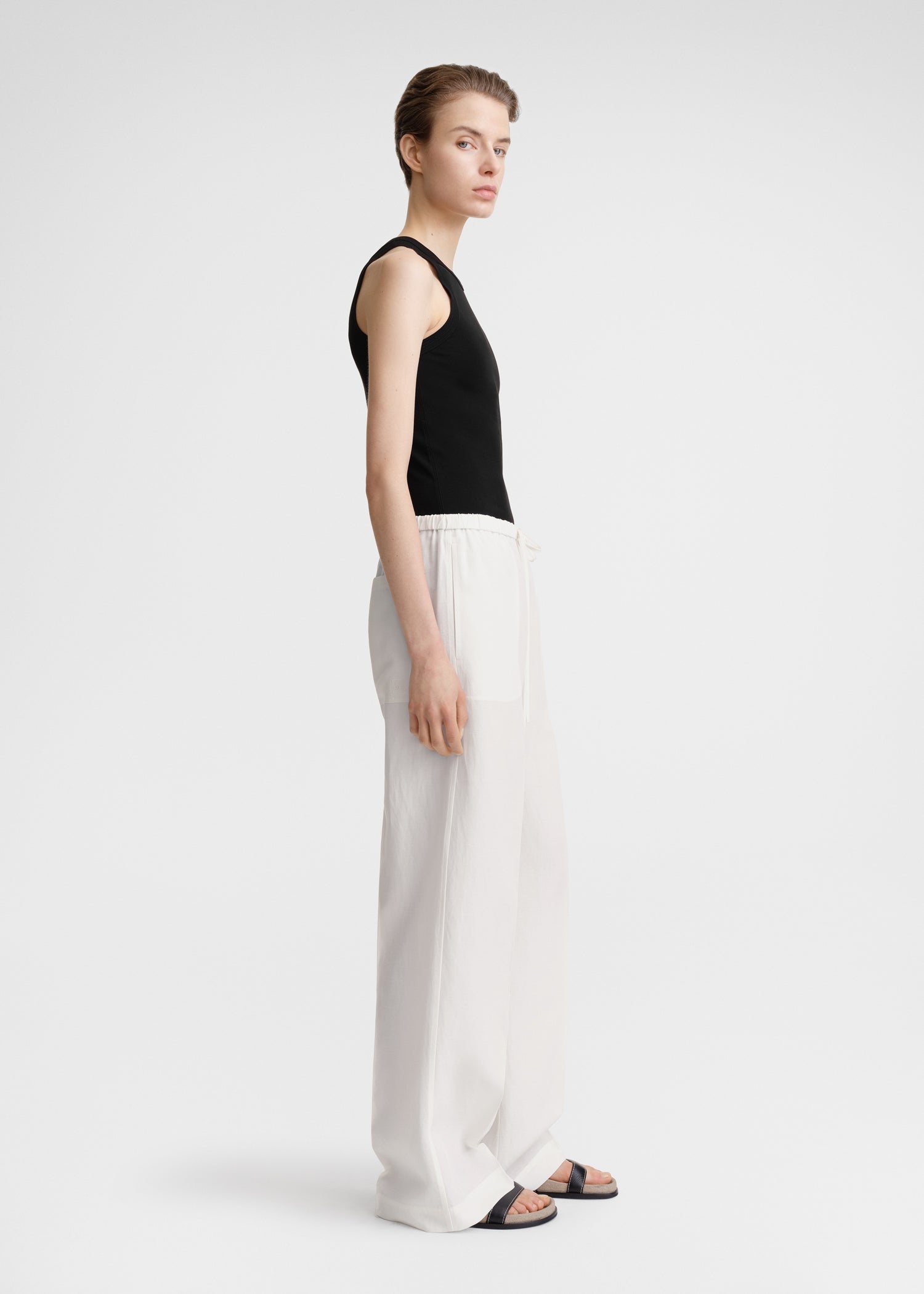 Fluid drawstring trousers off-white - 3