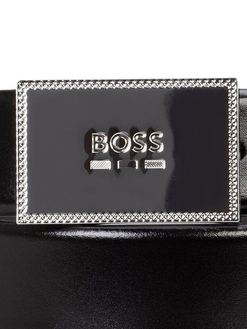 BOSS logo-buckle leather belt outlook