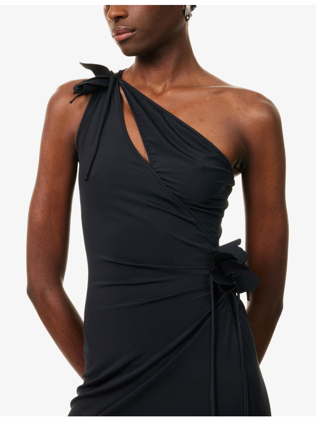 Asymmetric Flower Stretch-Jersey Gown - 5