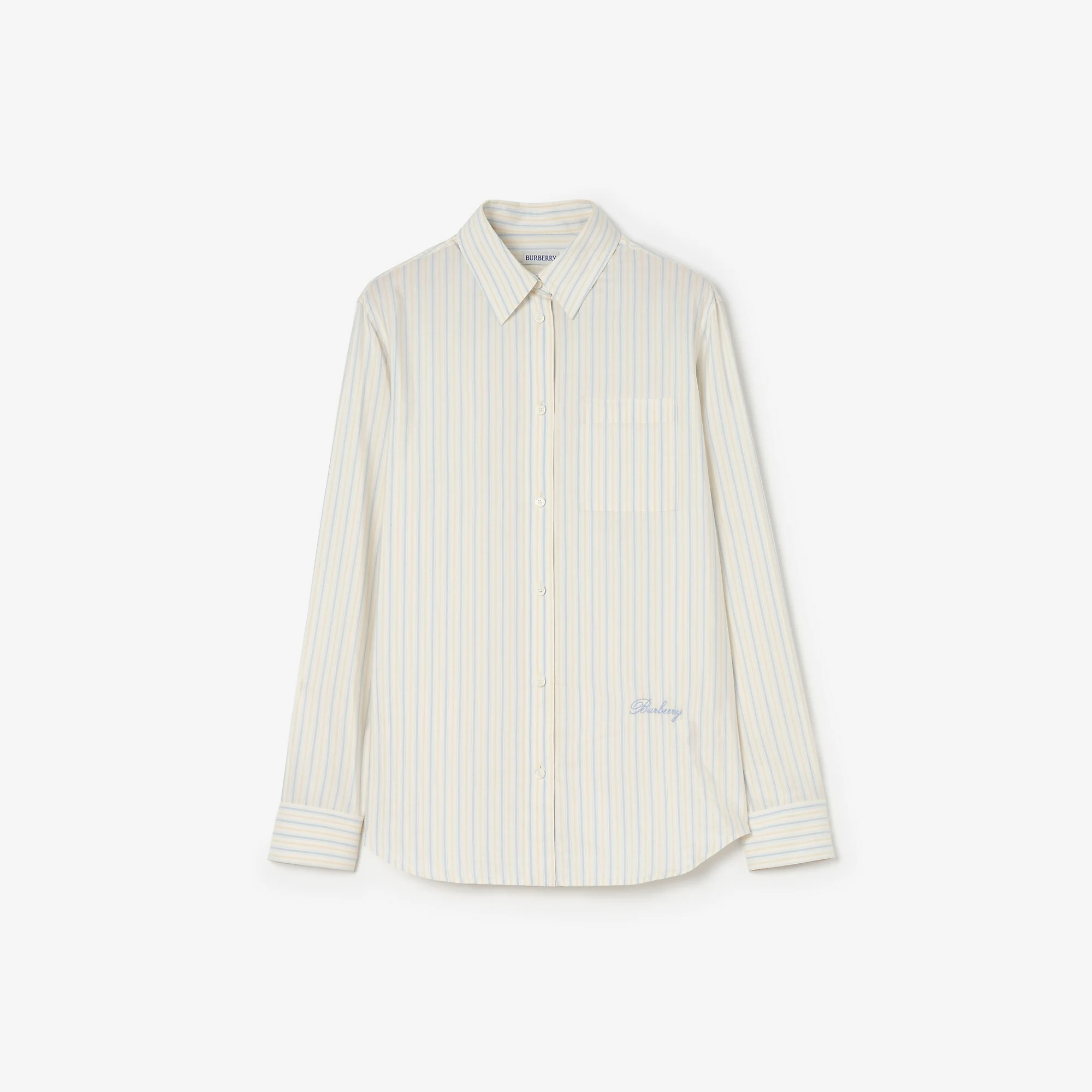 Classic Fit Striped Silk Cotton Shirt - 1