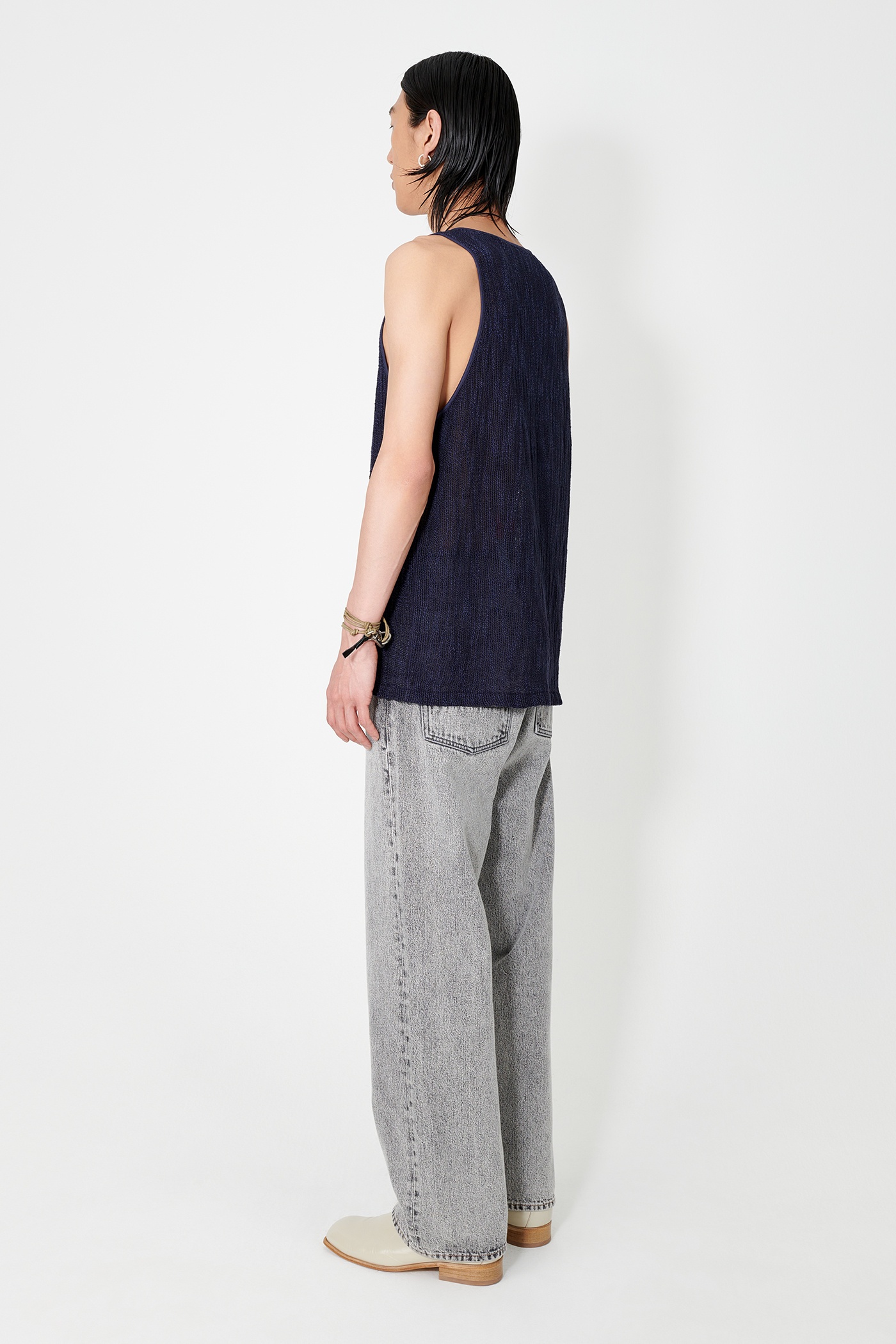 Singlet Navy Yawning Linen - 3