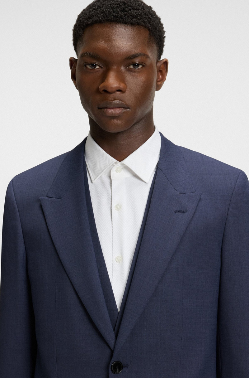 SLIM-FIT THREE-PIECE SUIT WITH SHARKSKIN WEAVE 4