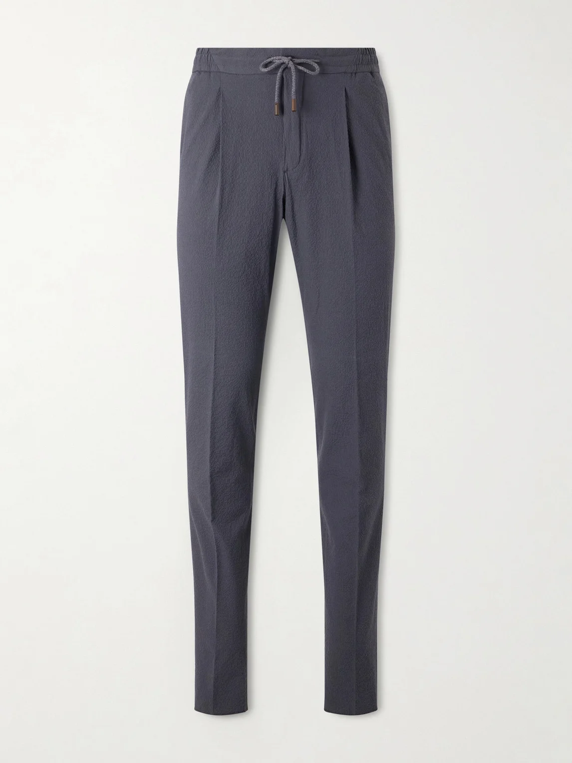 Tapered Cotton-Blend Seersucker Trousers - 1