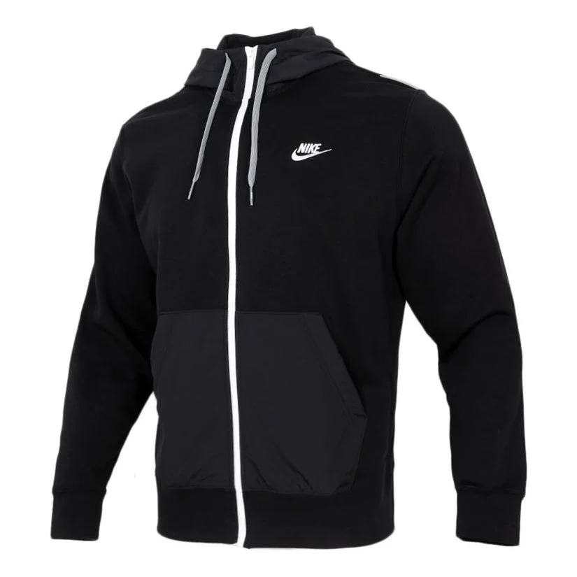 Nike MENS Sportswear French Terry Casual Sports Hooded Jacket Black CZ9945-010 - 1