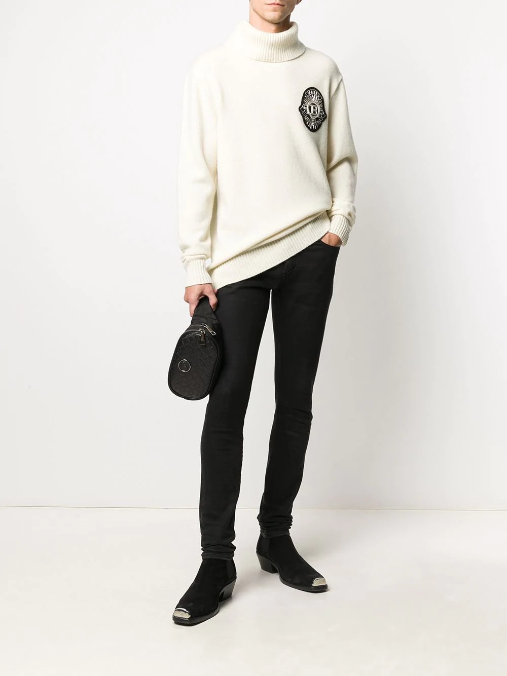 logo-patch roll-neck jumper - 2